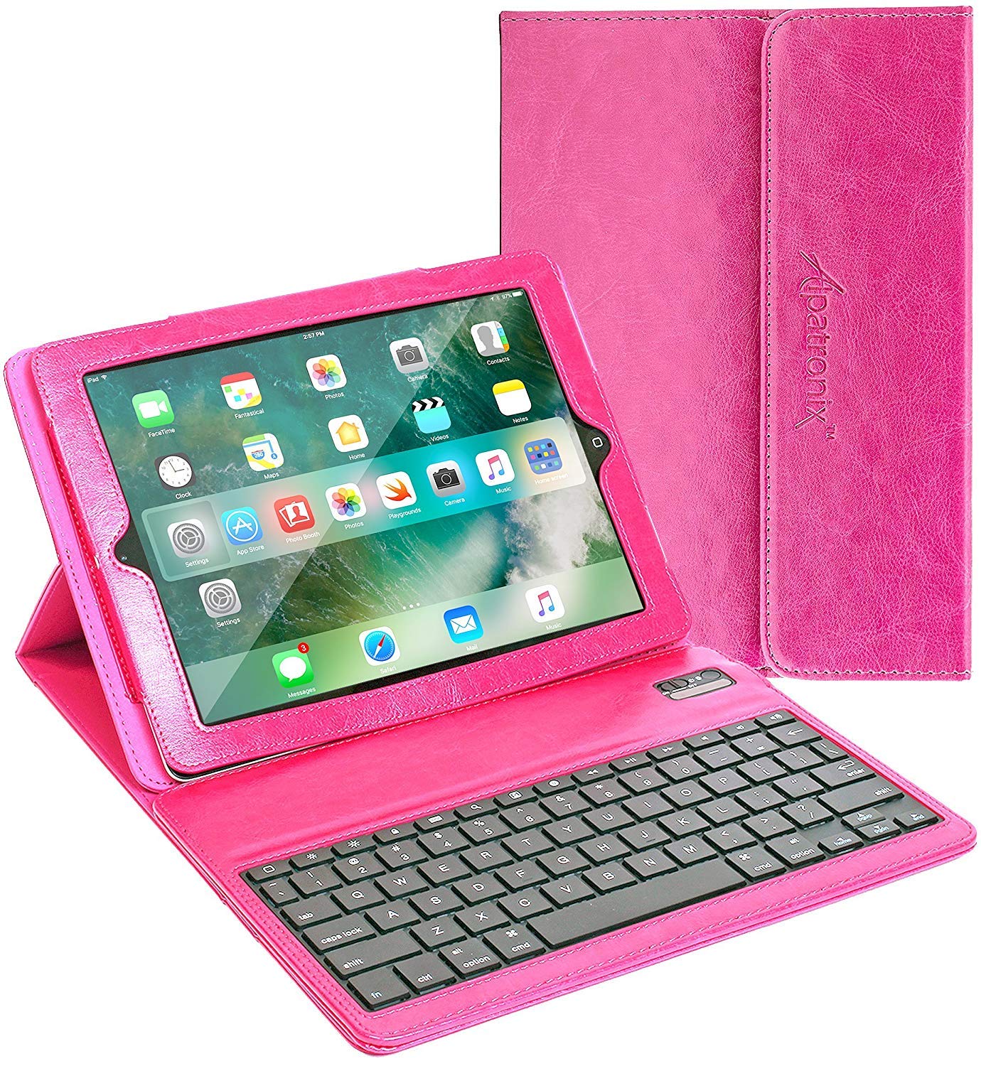 Alpatronix KX130 9.7 Inch iPad Keyboard Case - Detachable Wireless Bluetooth Keyboard Compatible with iPad 6 (2018), iPad 5 (2017), iPad Pro 9.7 & iPad Air 2/1, Premium Leather Cover (Pink) - Perfect for Work, School & Travel