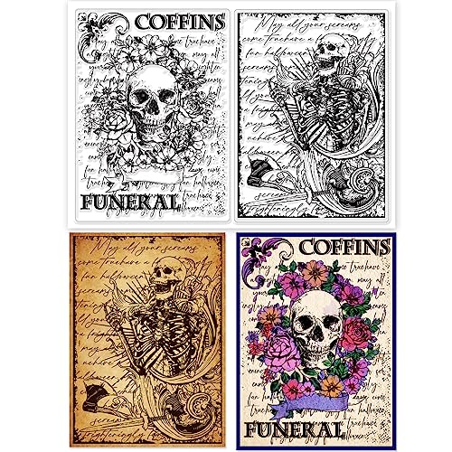 2 Pcs Skeleton Background Clear Stamp