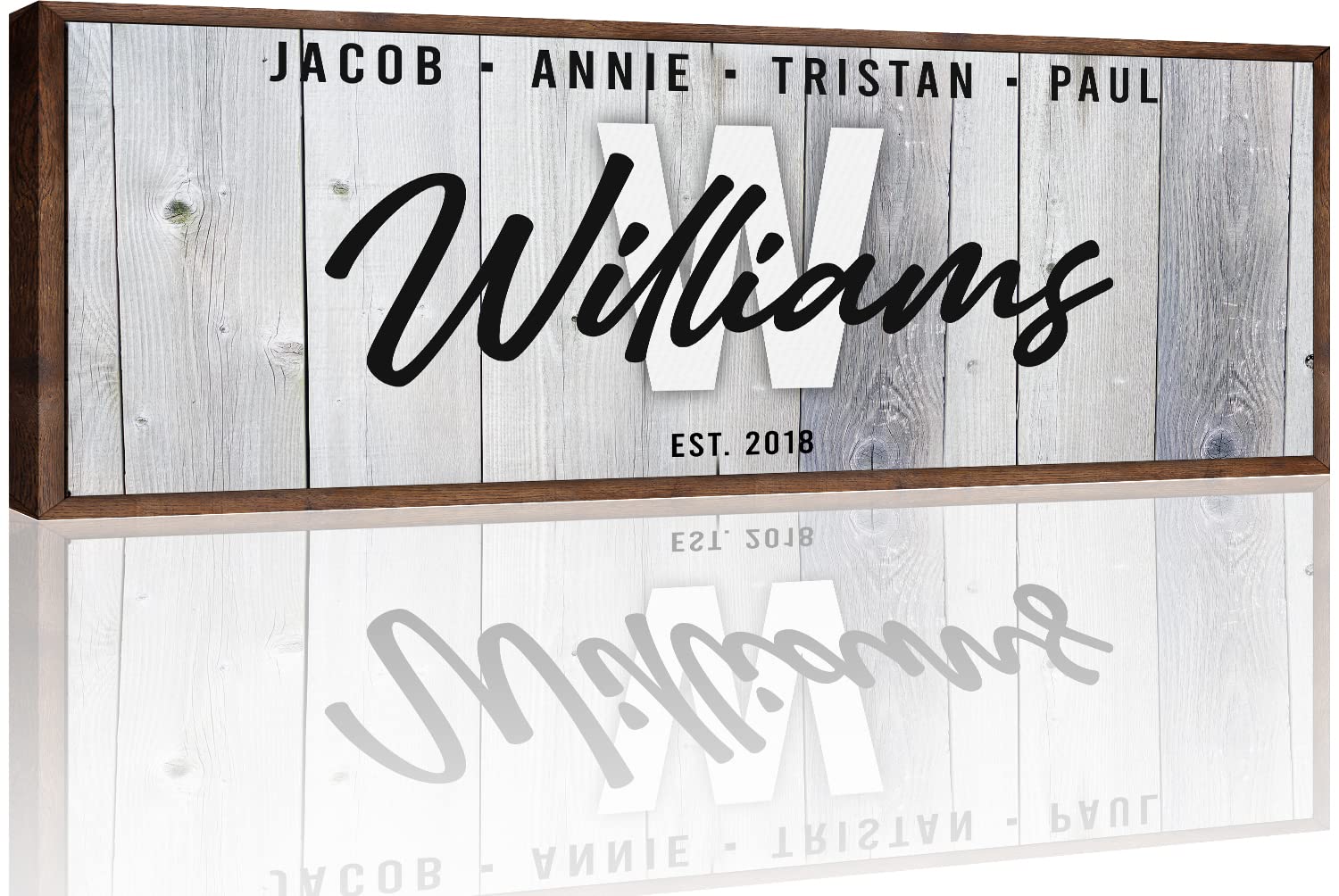 Personalized Family Name Sign - Custom Wood Wall Decor for Living Room, Fireplace, Kitchen & Front Door - Grey Background Canvas 36