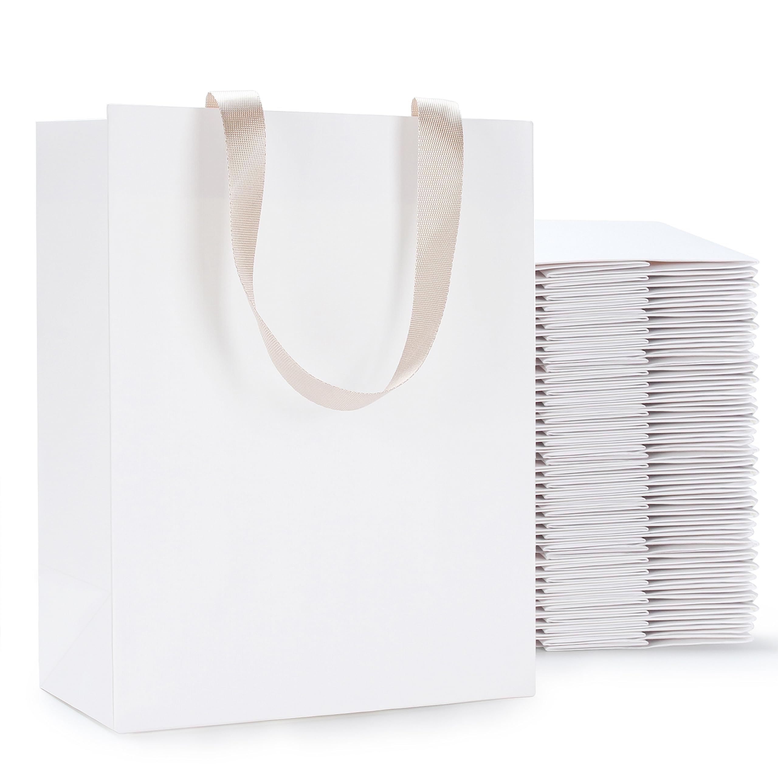 40Pcs White Gift Bags with Ribbon Handles - 8