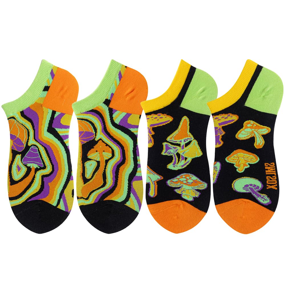 2 Pairs Cartoon Plant Food Pattern Cotton Ankle Socks for Women & Teens - Cute Comfortable Socks for Casual Wear, Gym, Home & Gifts
