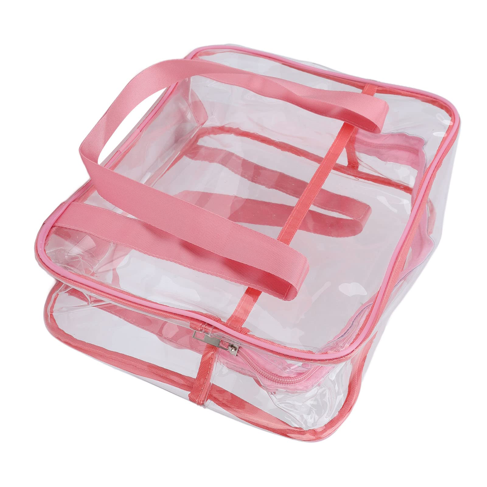 Waterproof Clear Cosmetic Bag with Zipper Closure - Large Capacity Travel Makeup Organizer for Women, Portable Pink Handbag for Daily Essentials & Toiletries | Perfect for Travel, Gym, and On-the-Go Beauty Storage