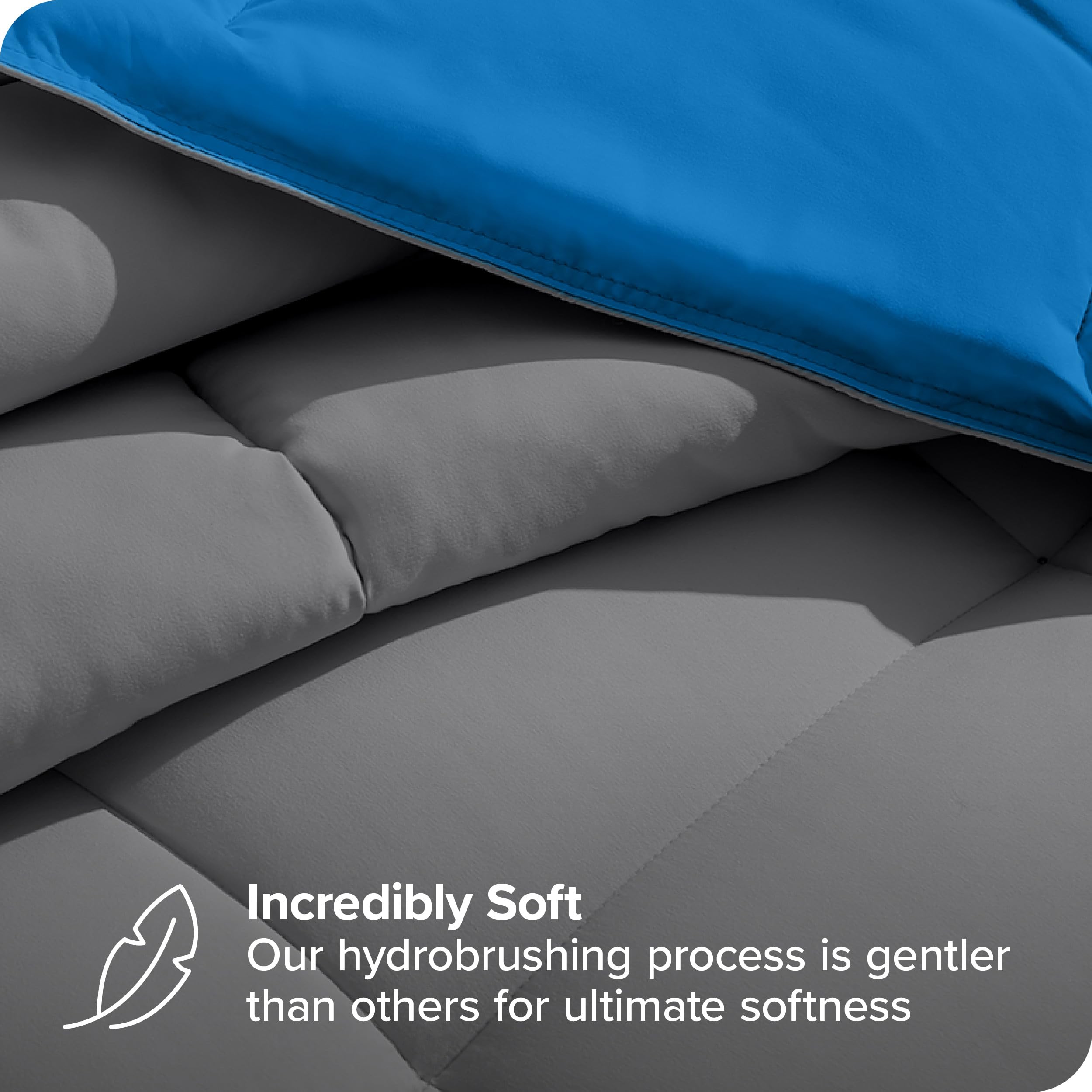 Bare Home Reversible Down Alternative Comforter & Sheet Set - Twin Size Bedding - Soft Medium Blue/Grey & Grey - Perfect for Guest Rooms, Dorms & Cozy Bedrooms