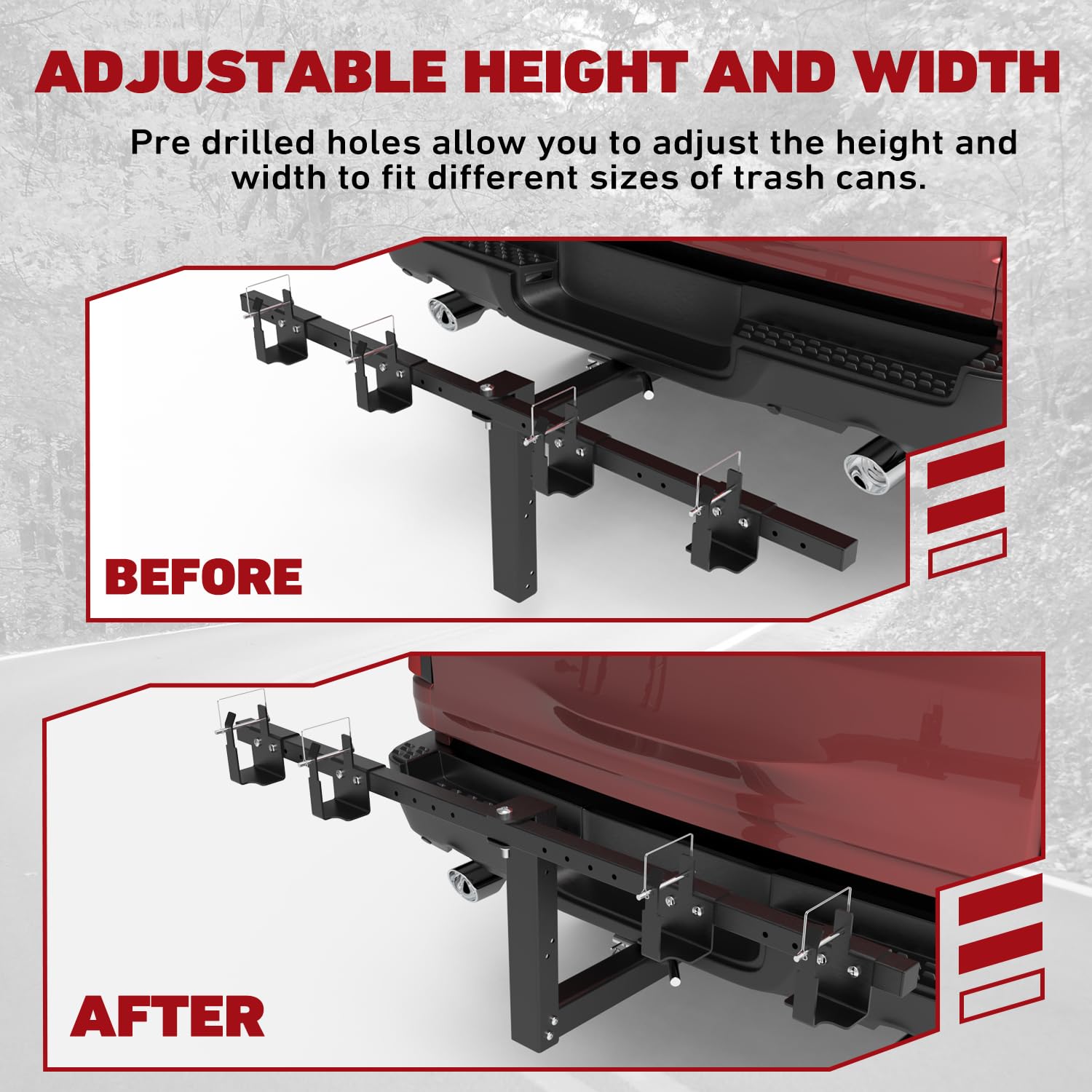 ELITEWILL Dual Wheeled Trash Can Hauler - Heavy Duty Garbage Can Towing Trailer Hitch Carrier for Truck, Golf Cart, ATV, UTV (Fits 2