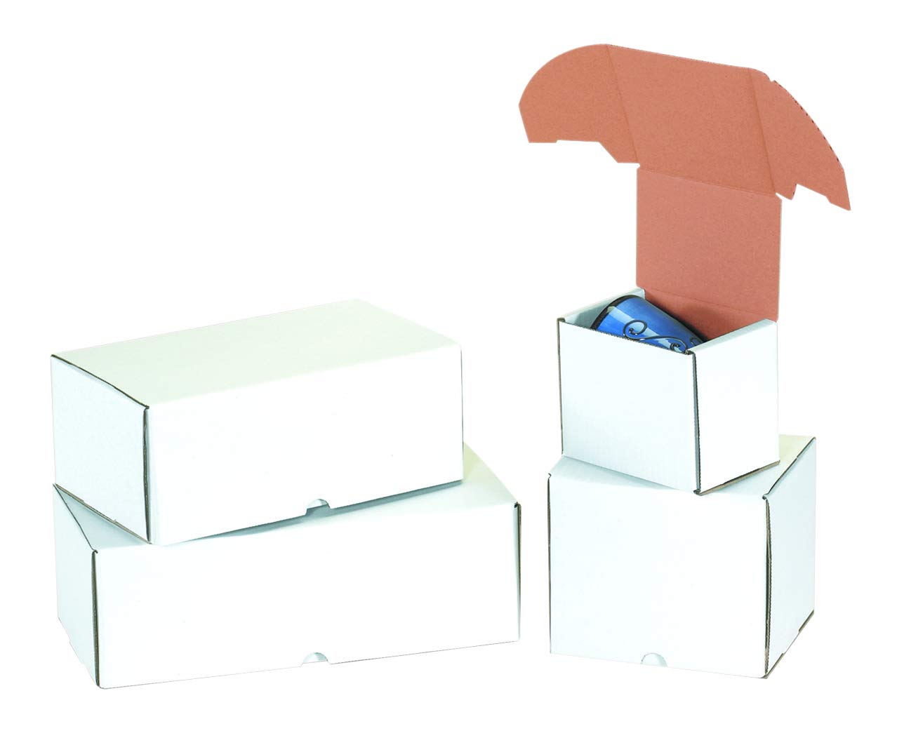 BFMEZ1055 Corrugated Cardboard Shipping Boxes - 10 5/16 x 5 x 5 9/16 Inches, White Medium Mailers with Outside Tuck Top (Pack of 50) - Perfect for Ecommerce, Retail Packaging & Secure Product Shipments