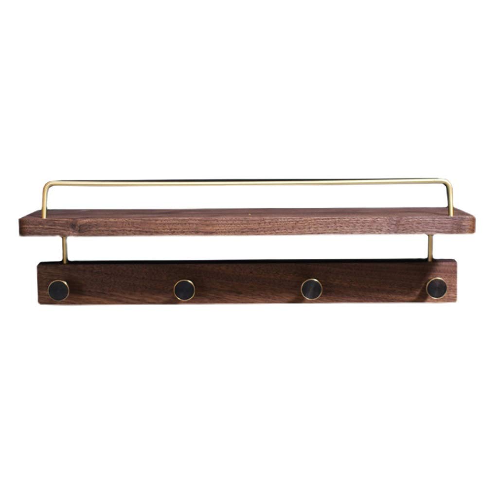 Wooden Key Cabinet with 4 Hooks - Wall Mount Coat Rack for Hats, Keys & Accessories | Home Entryway, Hotel & Office Organizer | Decorative Shelf with Metal Hanging Rod (Brown, 45x81x13cm) - Perfect for Entryway Storage & Small Space Organization