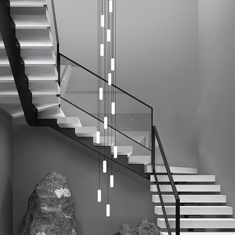 Elegant Staircase Chandelier Lighting Fixture - Modern Crystal Pendant Light for Home & Foyer Decor | Perfect for Stairwells, Entryways, and Grand Halls
