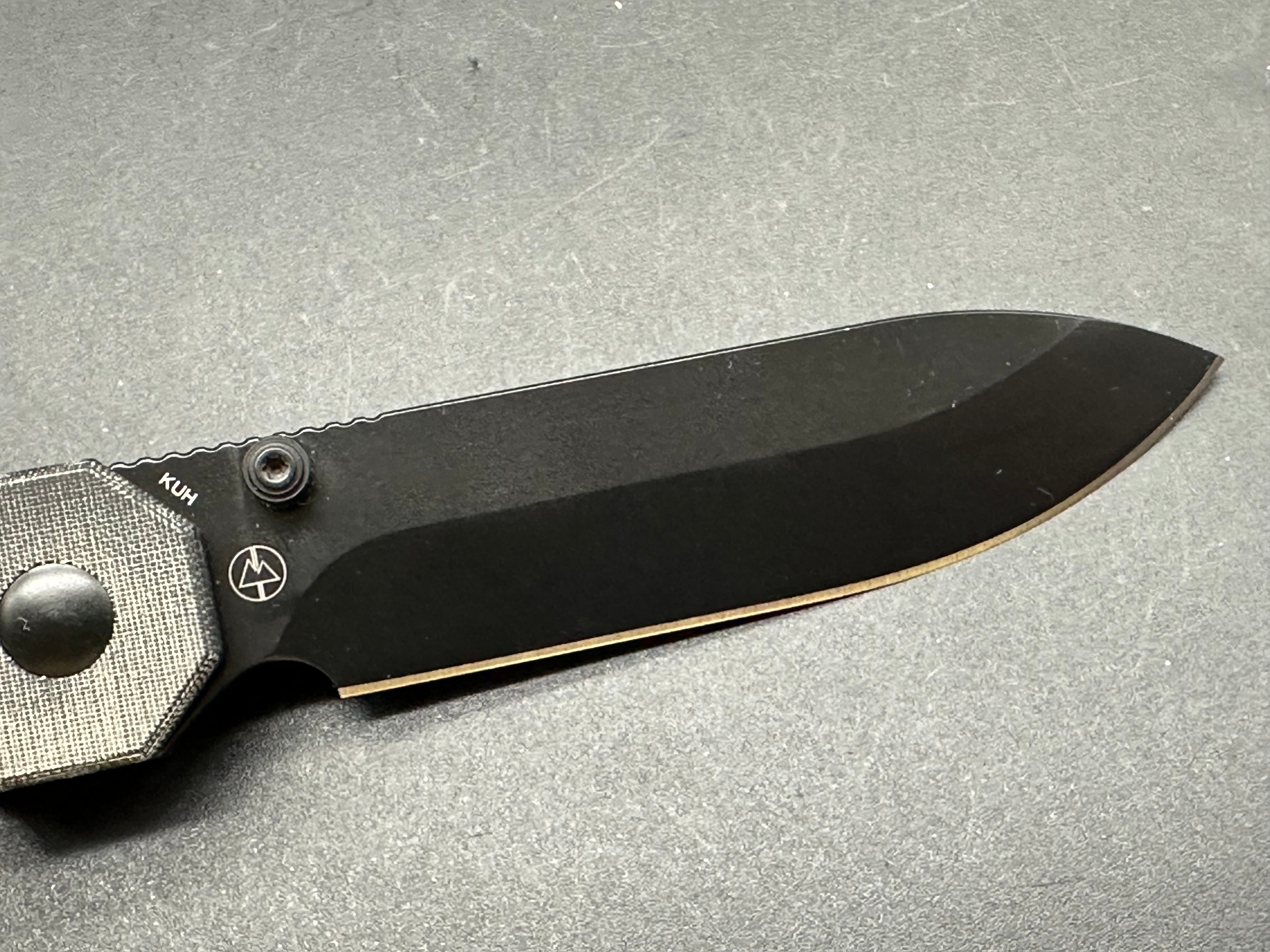 KIZER KUH Folding Pocket Knife - Black Micarta Handle, 154CM Steel Blade, Button Lock Mechanism | EDC, Outdoor, Camping, Survival Gear