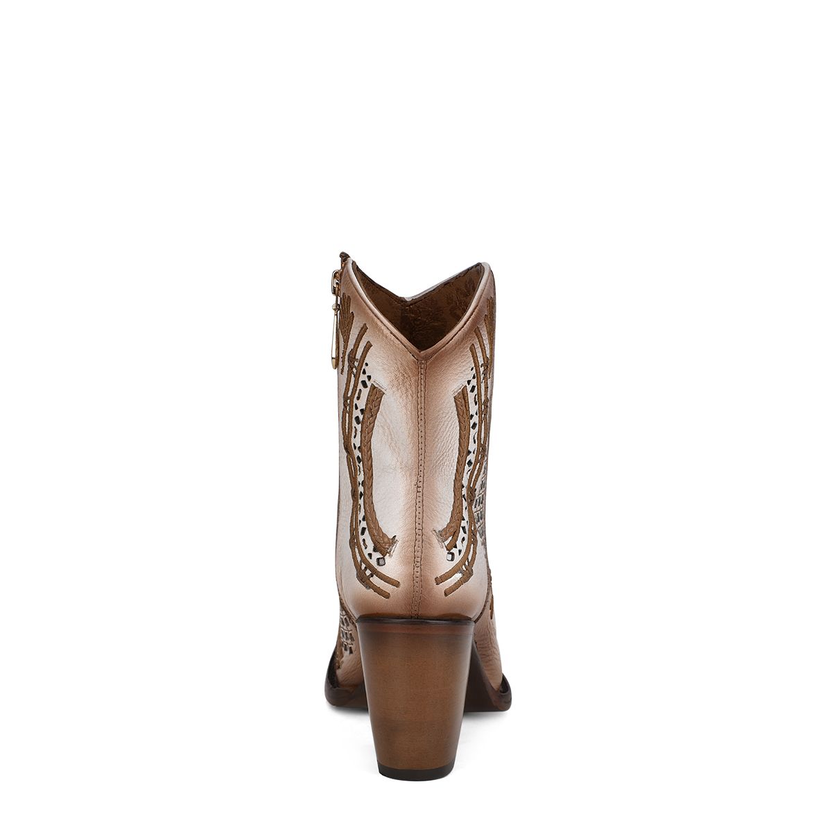 3F91RS Women's Fashion Cowboy Ankle Boots - Genuine Cowhide Leather in Ivory - Stylish Western Boots for Casual Wear, Country Outfits & Cowgirl Fashion