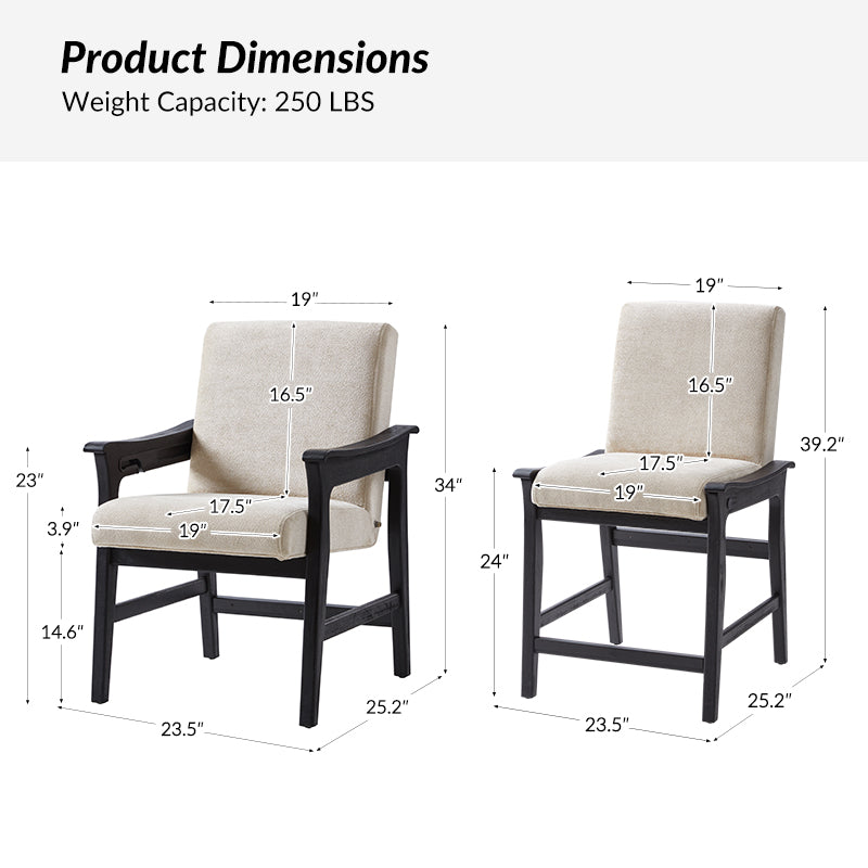 Modern Upholstered Counter Stool with Quick Shift to Dining Chair - Versatile Kitchen Island, Bar & Dining Room Seating for Home & Restaurant Use