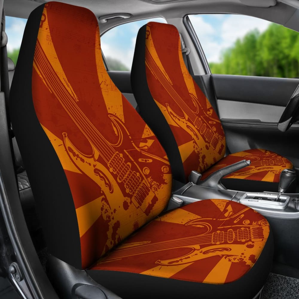 Vintage Style Electric Guitar Print Custom Car Seat Covers - Universal Fit for Cars, Trucks & SUVs - Perfect for Music Lovers & Road Trips