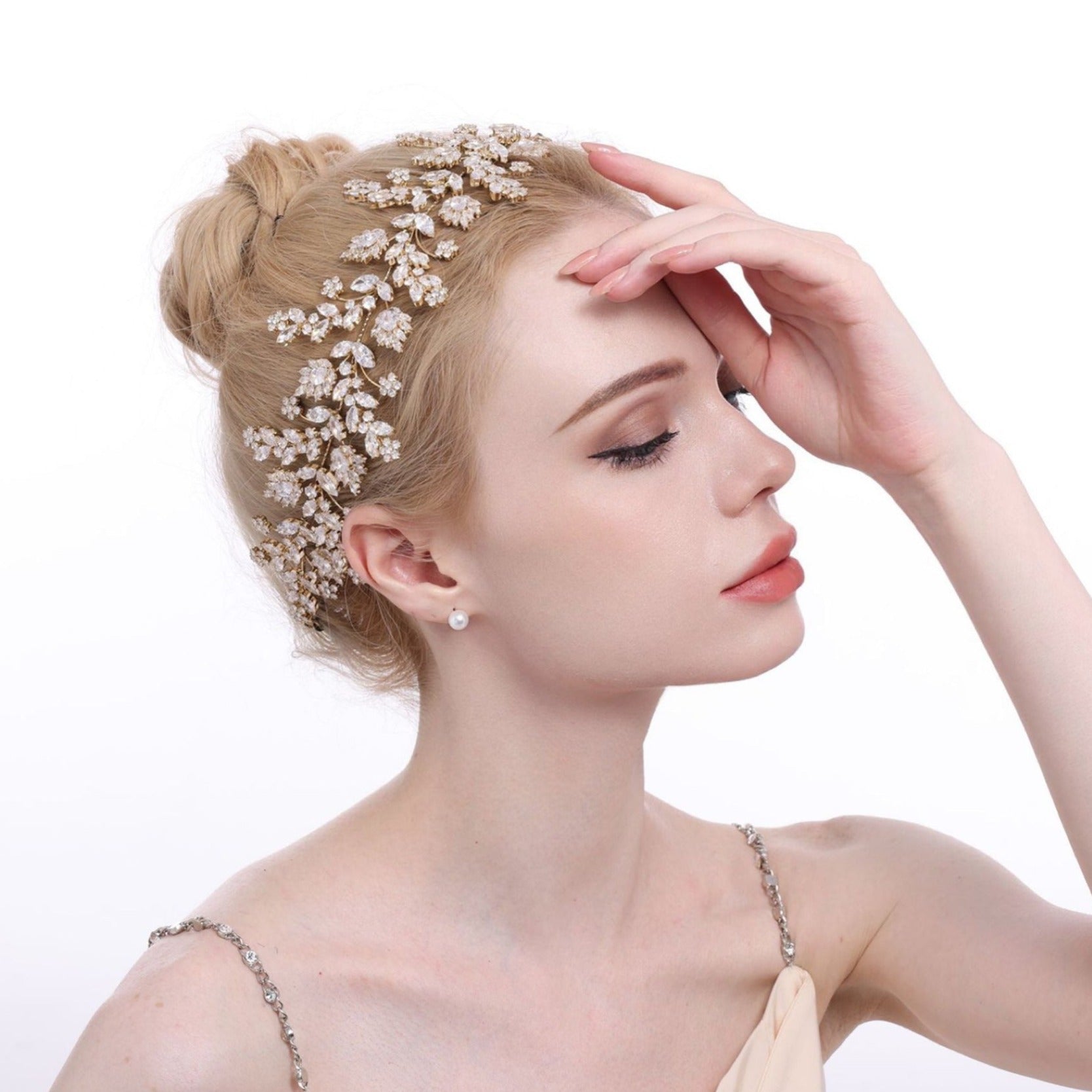 Luxury Bridal Gold & Silver Hair Zircon Crown Wreath (GS0099) - Elegant Wedding Hair Accessories for Brides, Bridesmaids, and Special Occasions