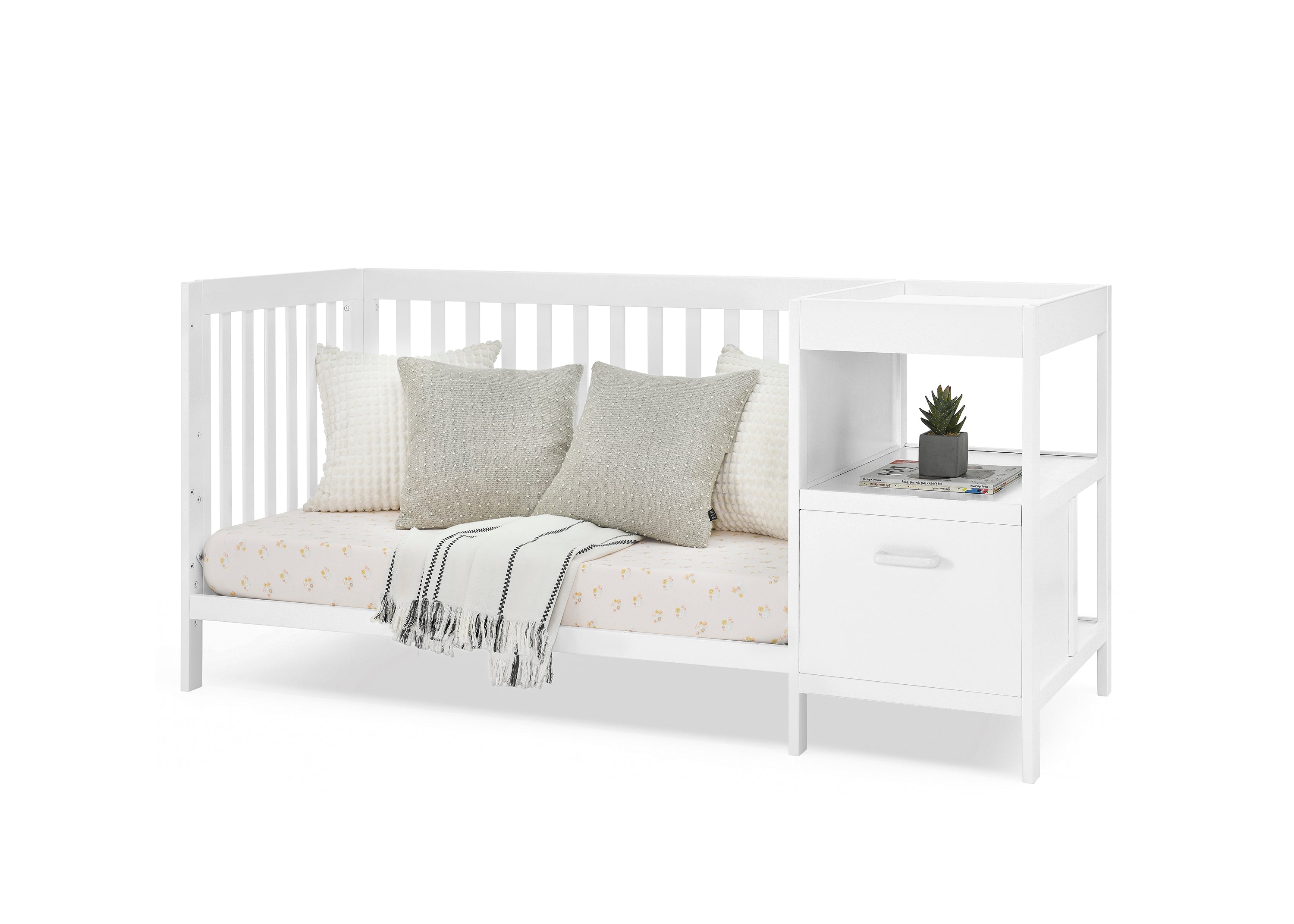 Alice 5-in-1 Convertible Baby Crib with Changing Table - Nursery Furniture for Newborn to Toddler - Perfect for Small Spaces & Modern Nurseries