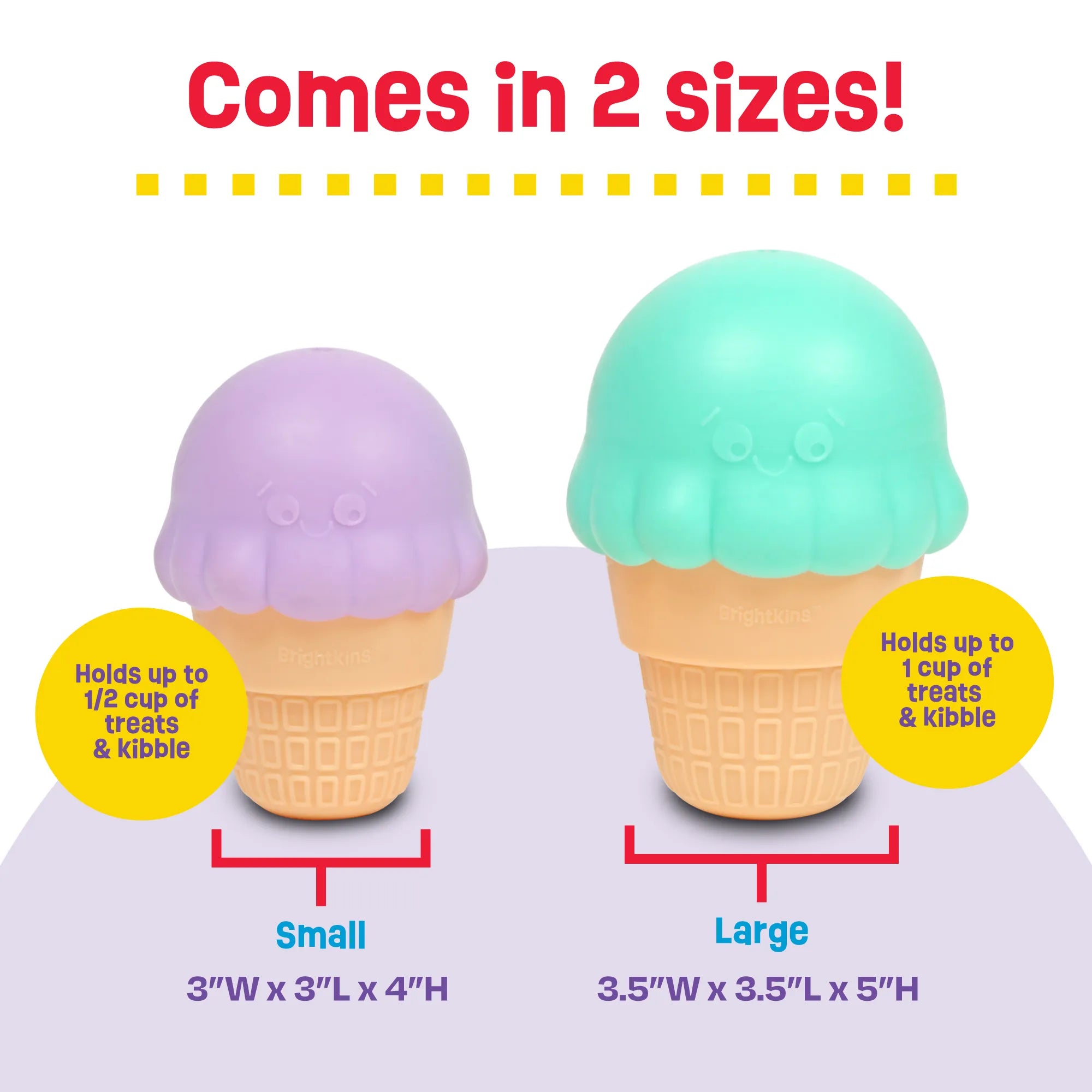 Brightkins Dog Toy Ice Cream Treat Dispenser - Interactive Treat Dispensing Toy for Small & Medium Dogs - Fun Training Reward Toy for Indoor & Outdoor Play