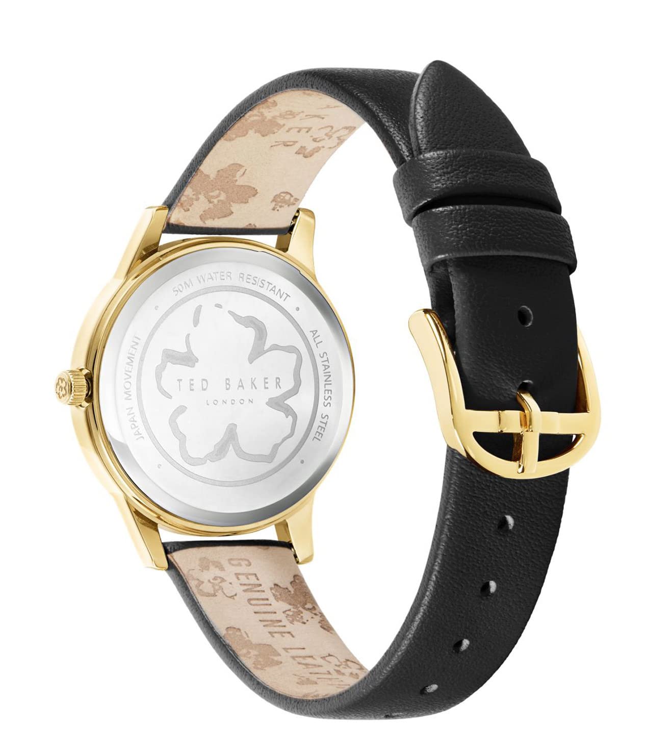 Ted Baker Fitzrovia Bumble Bee Black Leather Strap Watch for Men - BKPFZF2059I - Stylish Analog Quartz Wristwatch with Gold-Tone Case, Perfect for Business, Casual & Formal Occasions