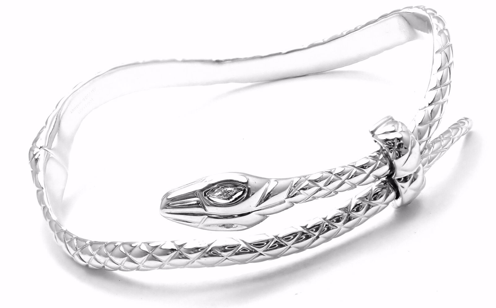 Authentic Tom Ford 18k White Gold Diamond Snake Bangle Bracelet - Luxury Jewelry for Women, Perfect for Parties, Weddings & Special Occasions