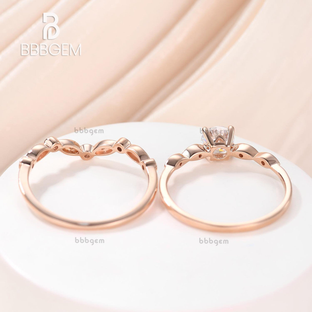 5mm Moissanite Rosalie Diamond Engagement Ring Set 2pcs - Wedding, Proposal, Anniversary Gift for Her - Perfect for Bridal Jewelry & Special Occasions