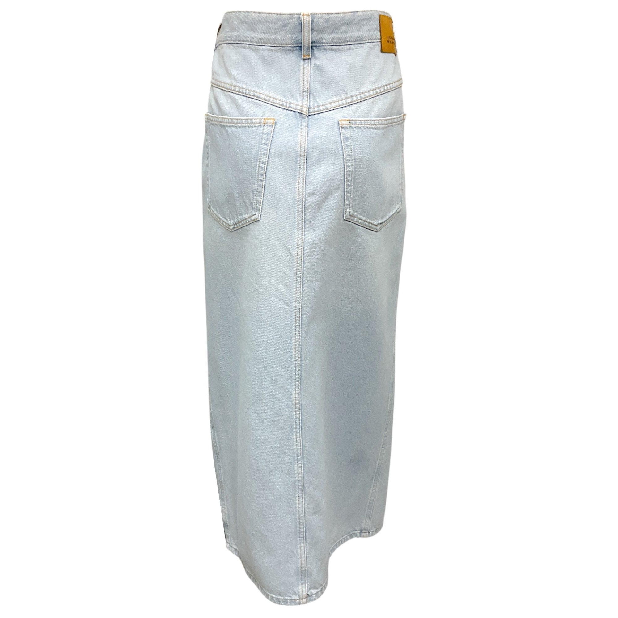 Isabel Marant Light Blue Denim Vinea Skirt - Women's High Waisted A-Line Denim Skirt for Casual Outfits & Summer Style