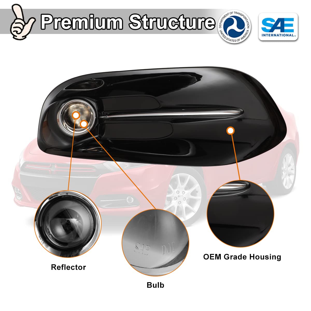 Nixon Offroad Fog Light Kit for 2013-2016 Dodge Dart - H11 12V 55W Halogen Bulb, Black Bezel Cover, Wiring Harness & Universal Switch - Fog Lamp Assembly with Clear Lens Replacement - Perfect for Night Driving & Off-Road Adventures