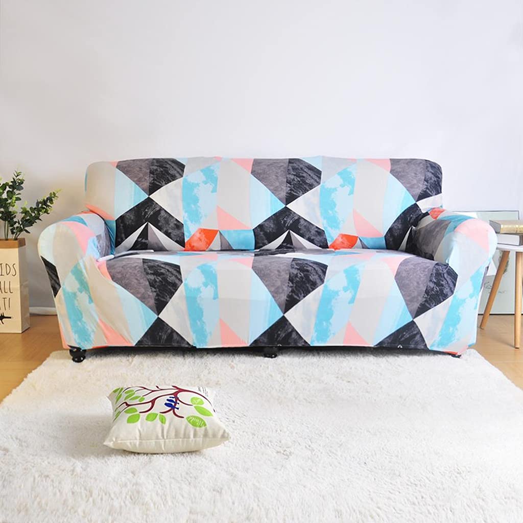 Elastic Geometric Printed Sofa Slipcover for Living Room - Stretchable Corner Couch Cover for Sectional Sofas (Fits 1-Seater 90-140cm) - Perfect for Home Decor, Pet Protection & Furniture Refresh