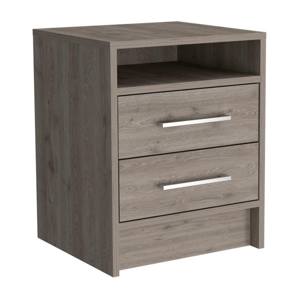TUHOME Eter Nightstand - Modern Gray Engineered Wood Bedside Table with Storage Shelf | Perfect for Small Spaces, Bedrooms & Guest Rooms