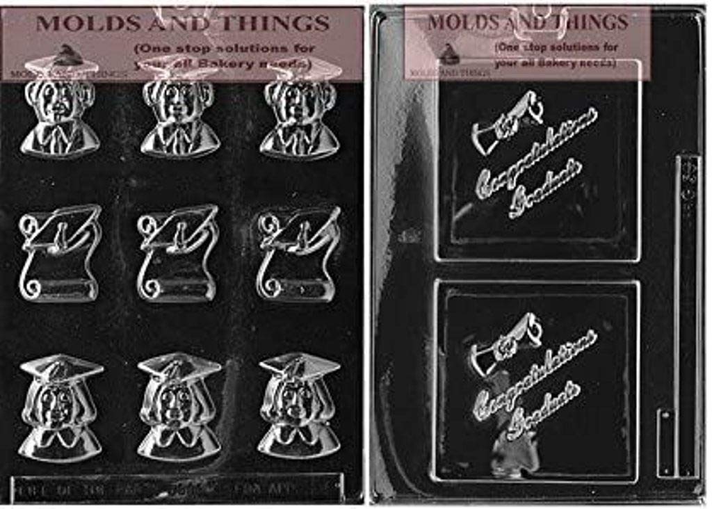 BITE SIZE GRADUATE Chocolate Candy Mold - Congratulation Grad Silicone Mold with Copyrighted Instructions - Perfect for Graduation Party Favors, DIY Chocolate Treats & Baking Decorations
