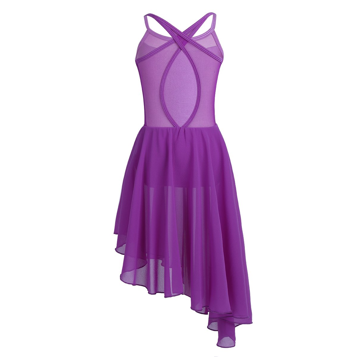 iEFiEL Kids Big Girls Irregular Ballet Dress Skirt Contemporary Lyrical Ballroom Dance Leotard Costume for Recital Competition Performance Practice