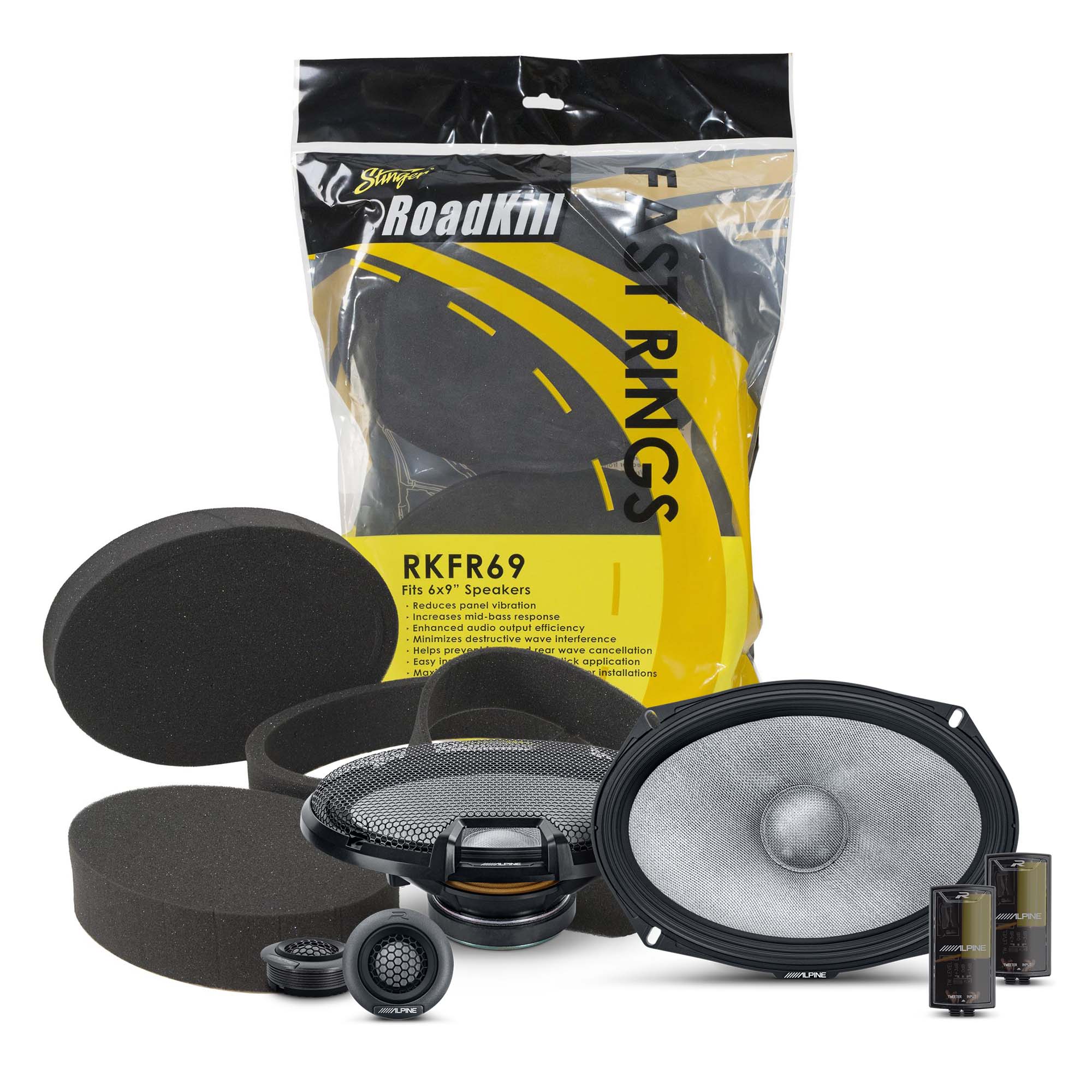 Alpine R2 S69C 6x9 Inch 2-Way High Resolution Car Speakers with Foam Baffle Kit - Premium Sound for Trucks, SUVs & Custom Car Audio Systems