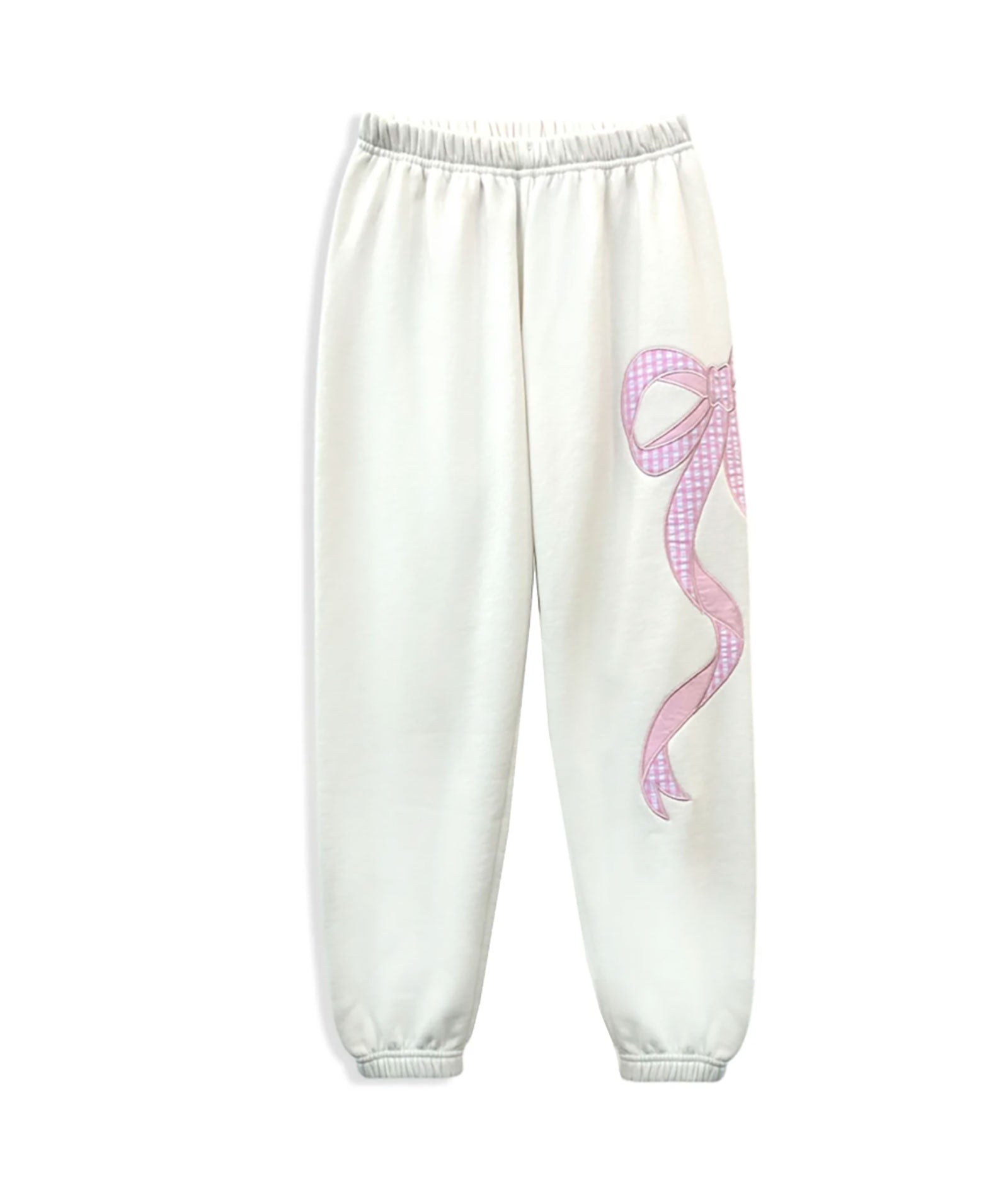 Katie J NYC Girls Dylan White Bow Sweatpants - Cute Casual Lounge Pants for Toddler & Kids - Perfect for Playdates, School & Home Comfort