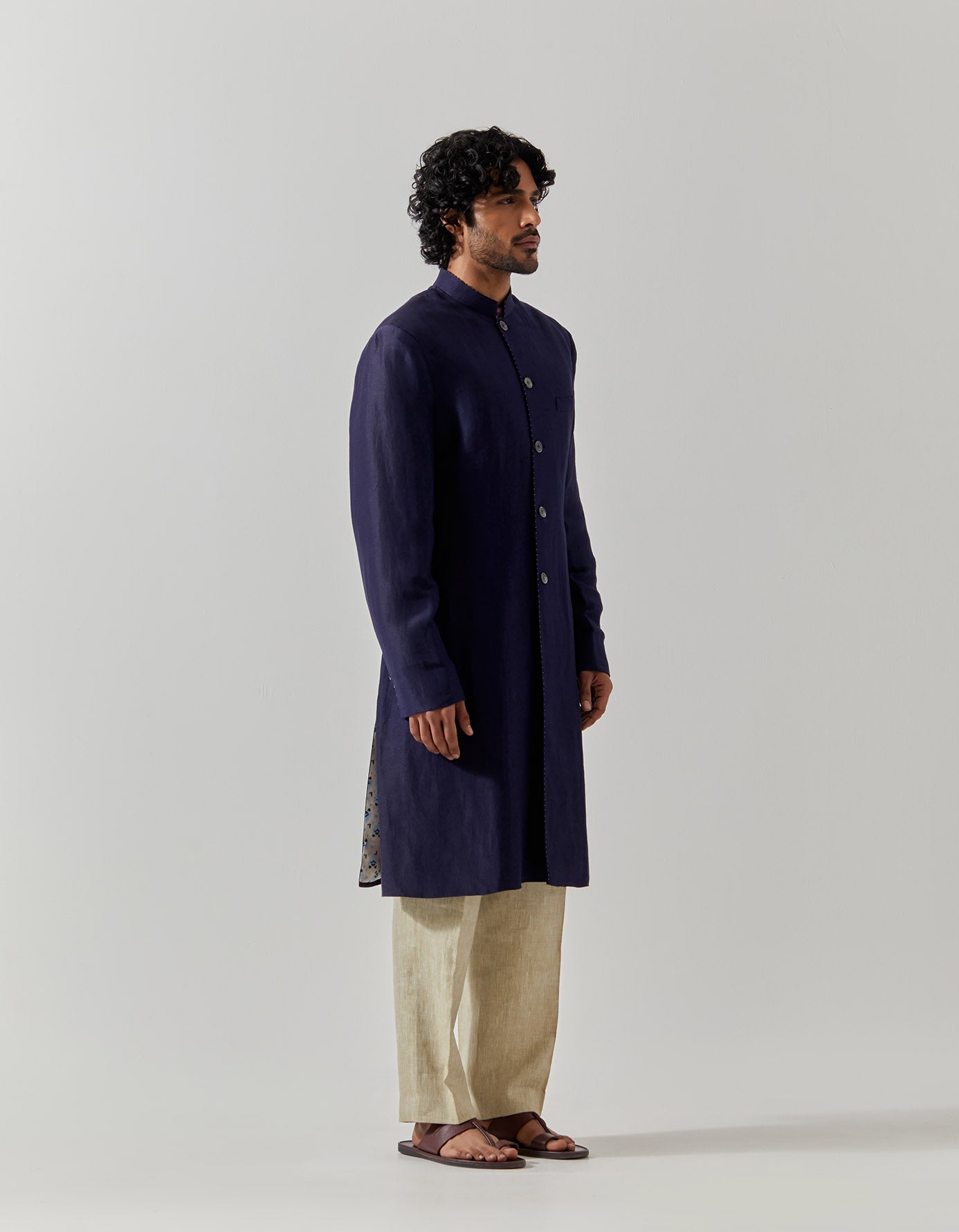 Matrix Jacket - Satin Linen Navy Blue Lightweight Blazer for Women | Office Wear, Business Casual, Spring & Summer Fashion