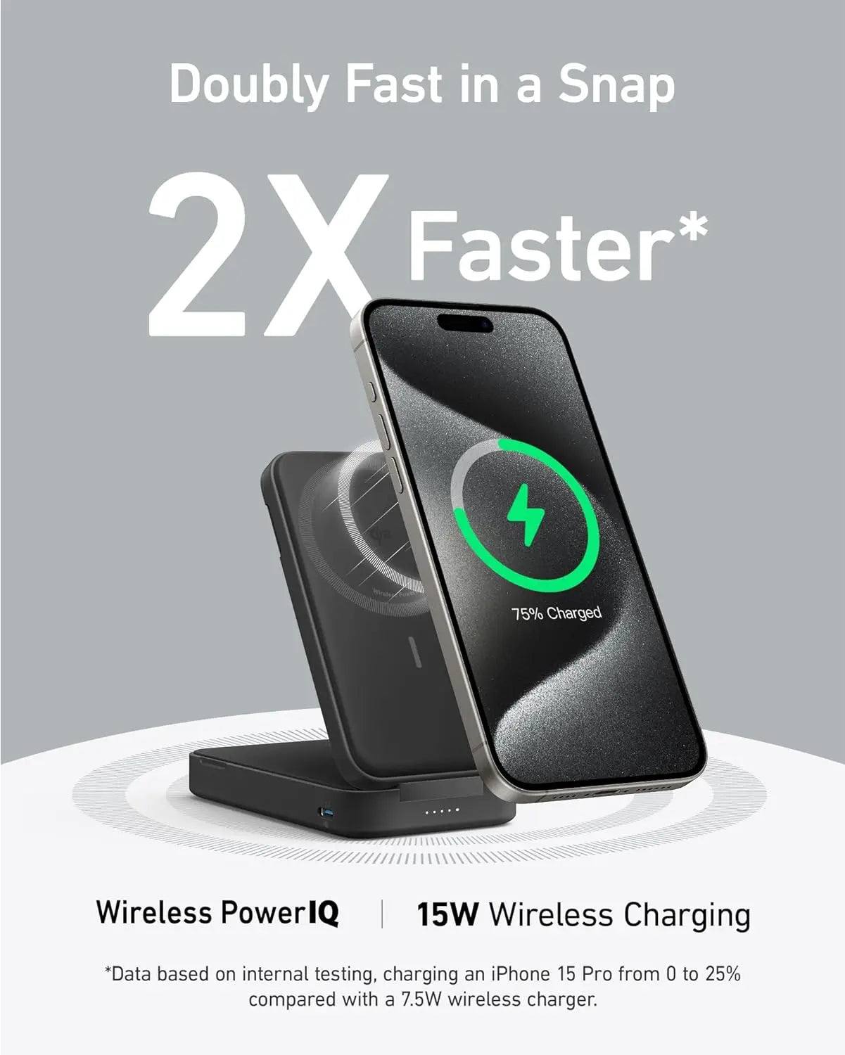Anker Power Bank MagGo 6600mAh Qi2 Certified 15W Fast Wireless Charger - Portable Magnetic Charging for iPhone 15/14/13, Samsung Galaxy - Perfect for Travel, Office & On-the-Go Charging