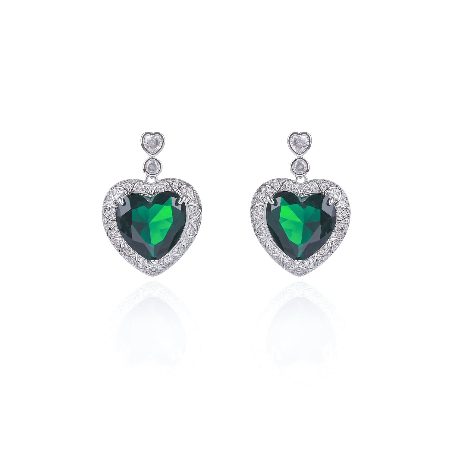 Heart-Shaped Cubic Zirconia Dangle Earrings for Women - Elegant Wedding & Party Jewelry Accessories - Perfect for Bridal, Prom, Anniversary and Special Occasions