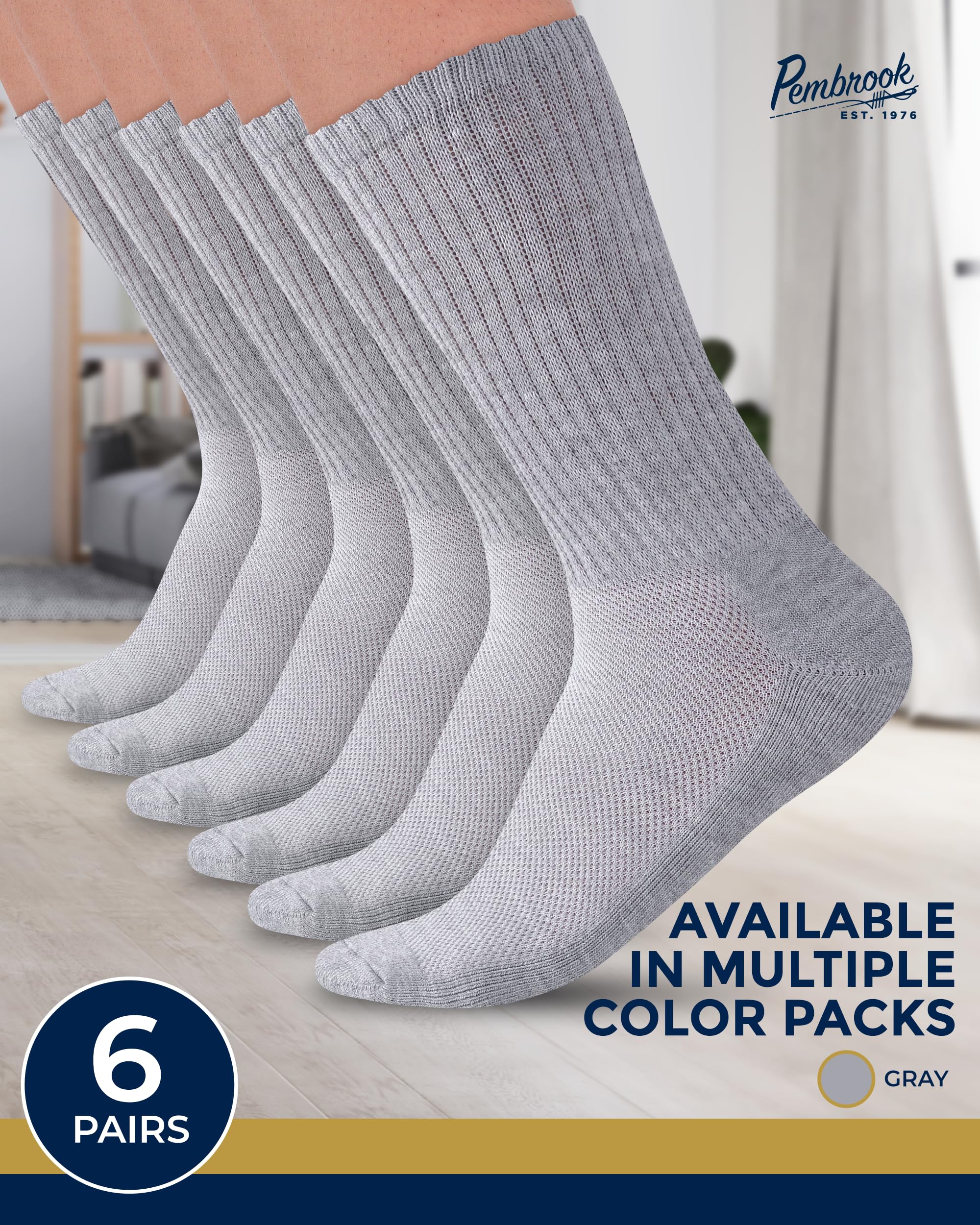 Pembrook Diabetic Socks for Men & Women - Non-Binding Comfort Socks for Neuropathy Relief | Breathable Cotton Socks for Circulation & Swelling - Perfect for Daily Wear, Travel & Diabetic Foot Care