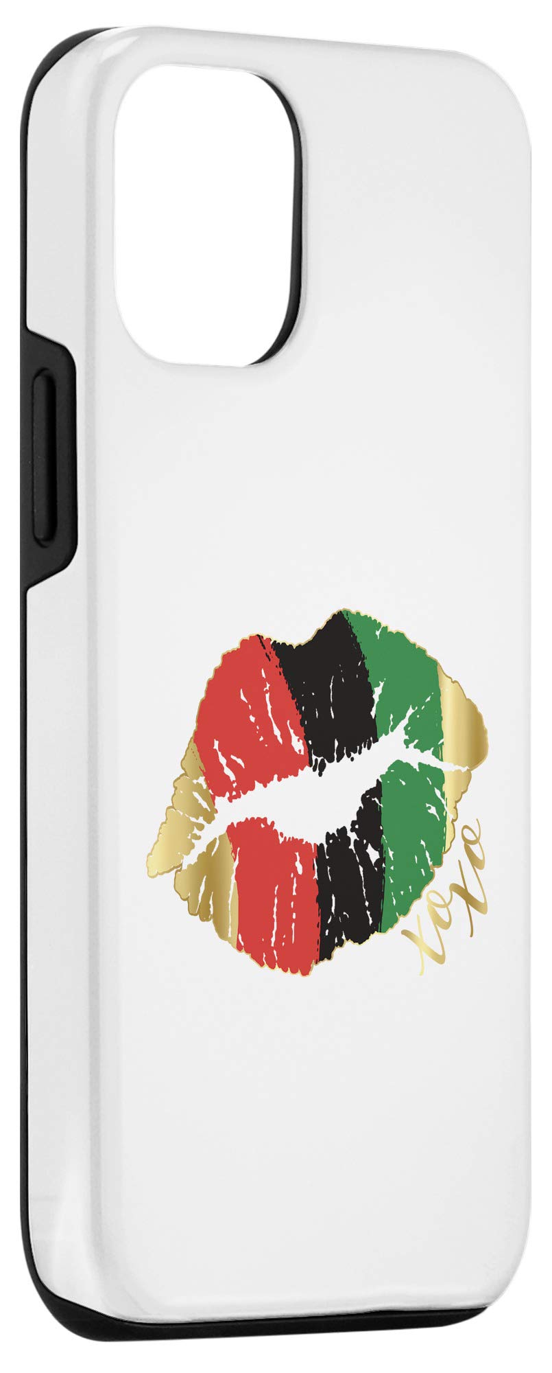 iPhone 12/12 Pro Case - Black Queen Design with Sexy Lips Kiss & African Flag Print - BLM Support - Protective Phone Cover for Women | Perfect for Everyday Use, Social Events & Showing Cultural Pride