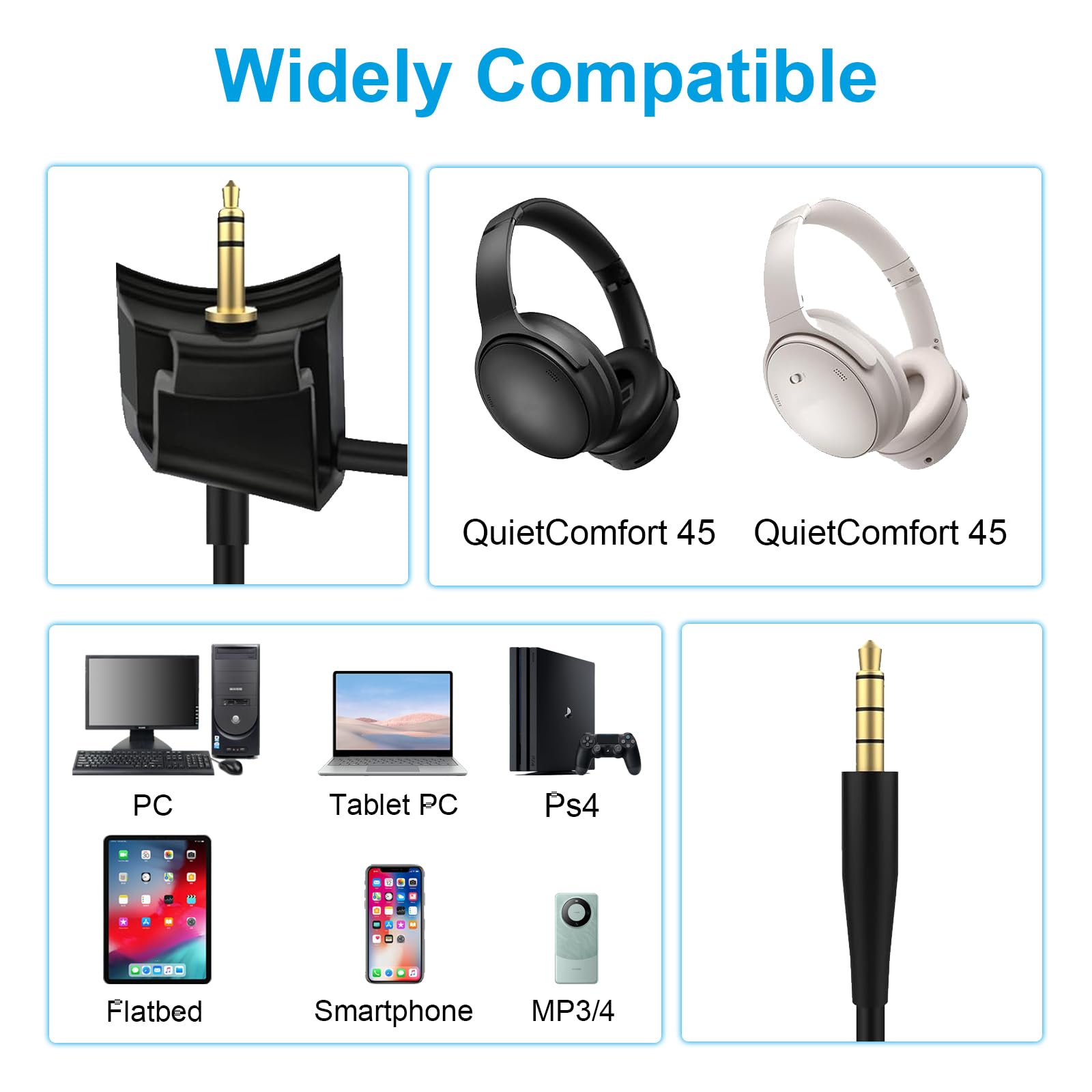 Bose Quietcomfort 45 Replacement Microphone with Mute Switch - Compatible with PC, Laptop, PS4, PS5, Xbox One - Noise Cancelling Gaming & Conference Headset Mic for Online Meetings, Streaming & Voice Chat