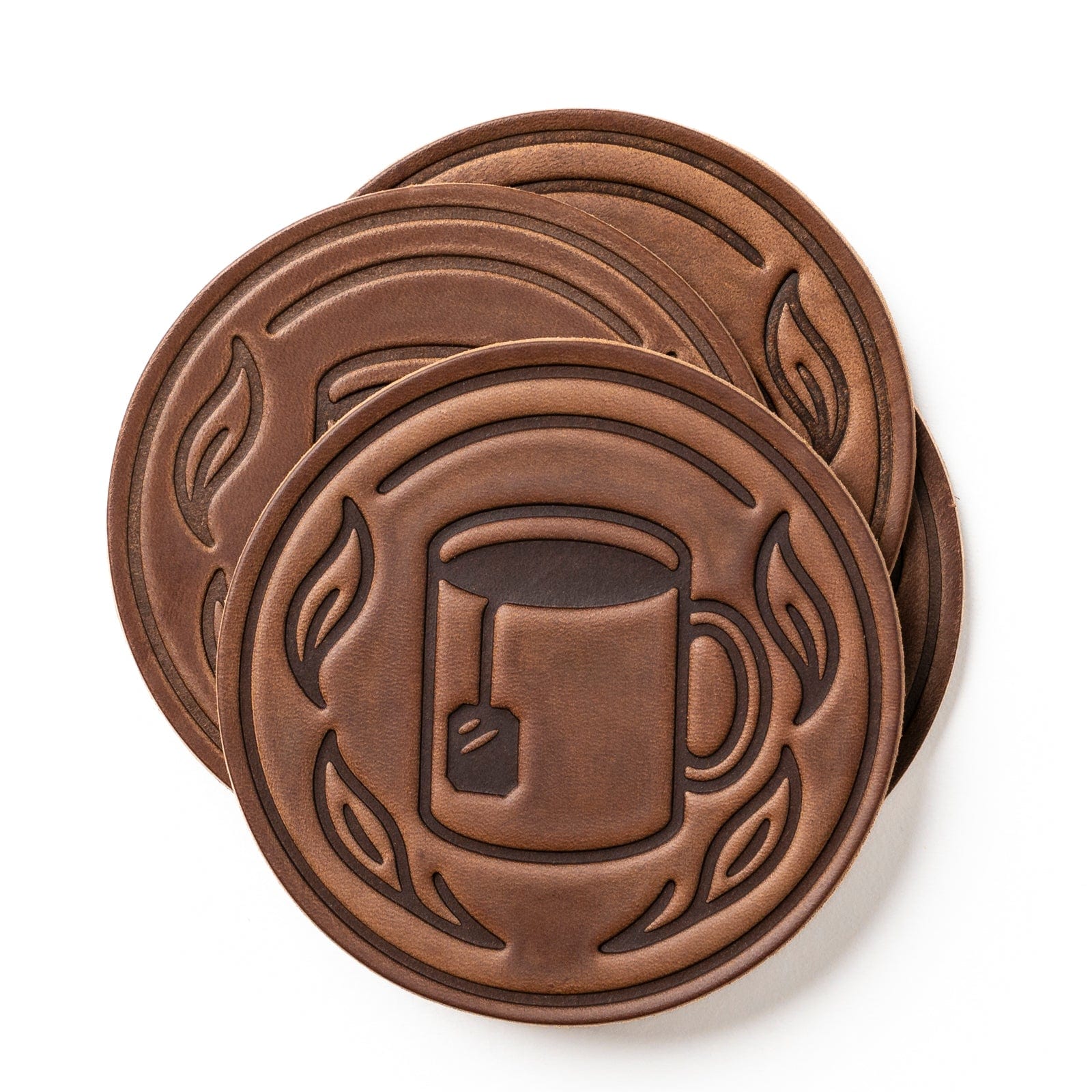 Premium Leather Coasters Set of 4 - Absorbent & Durable Drink Coasters for Coffee, Tea, Wine & Beverages - Perfect for Home, Office & Restaurant Use