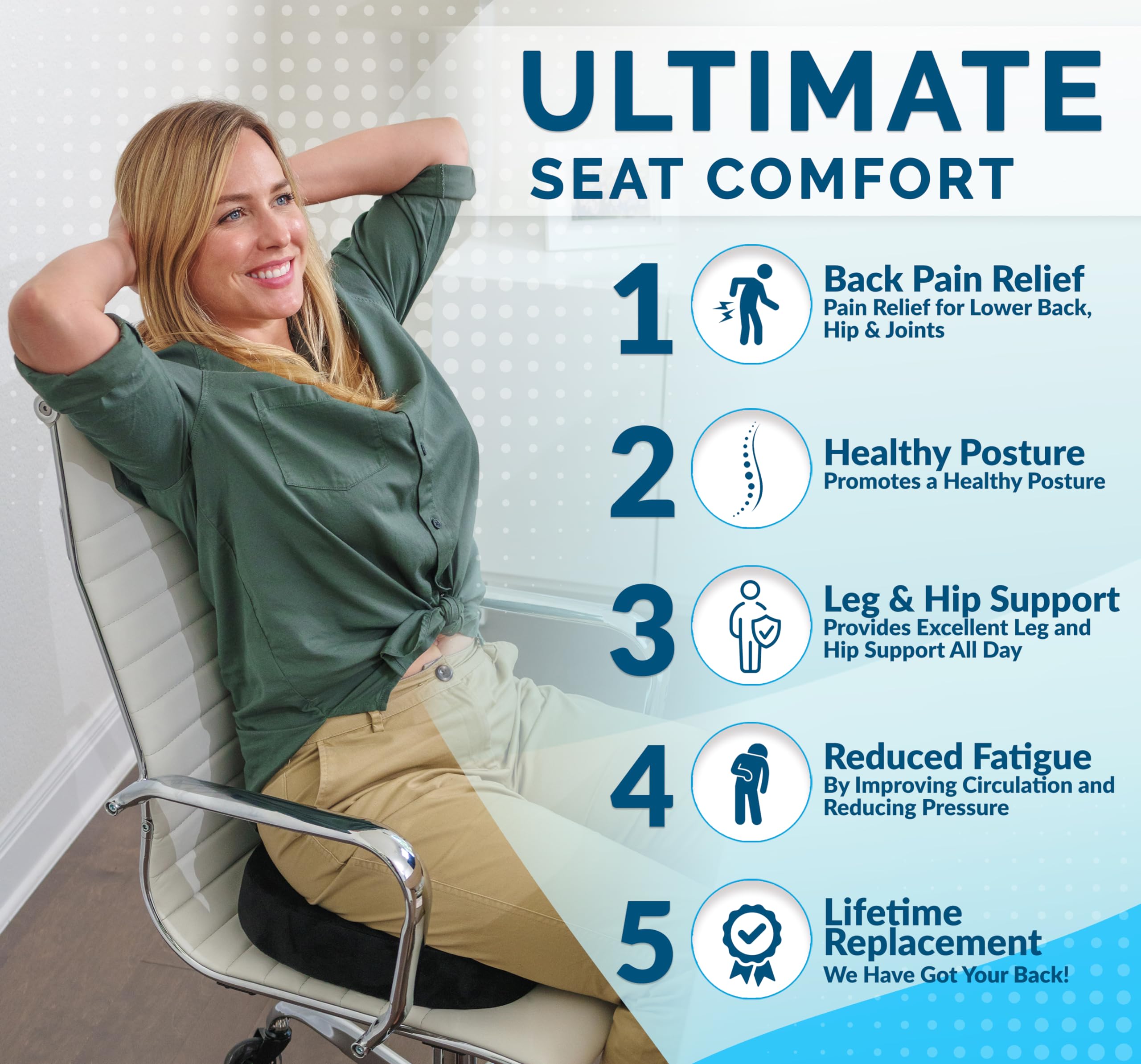 ComfiLife Premium Gel & Memory Foam Seat Cushion for Office Chair & Car - Orthopedic Support for Back Pain & Sciatica Relief - Doctor Recommended Ergonomic Seat Cushion for Desk Work, Long Driving & Home Use (Black)