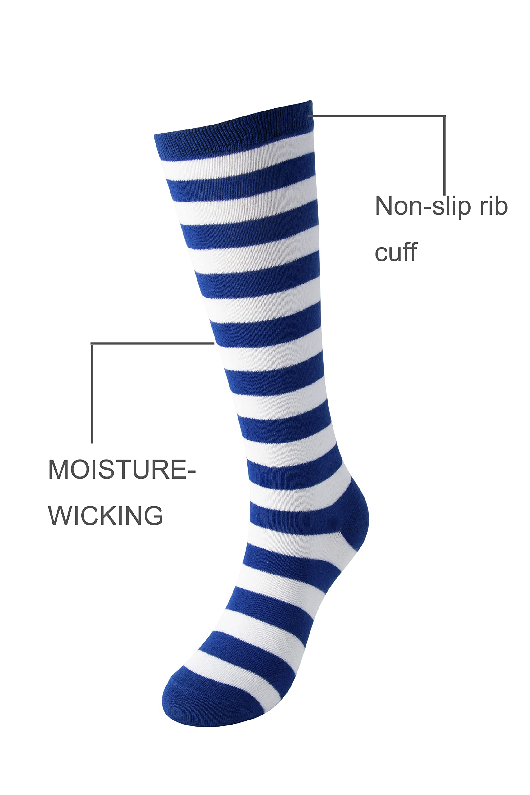 **Kids' Cerebro Knee High Socks - Striped Cotton Athletic Tube Socks for Girls - Perfect for Sports, School & Play**