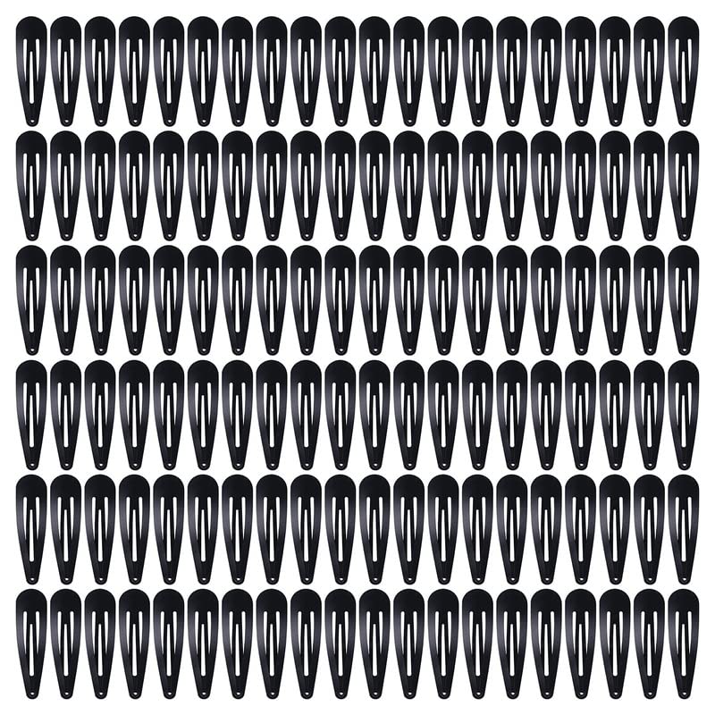 BELICIA 24 Pack Solid Black 5cm/2 Inch Metal Snap Hair Clips for Women, Girls & Toddlers - Bulk Hair Barrettes for DIY Crafts, School & Everyday Styling (Black)