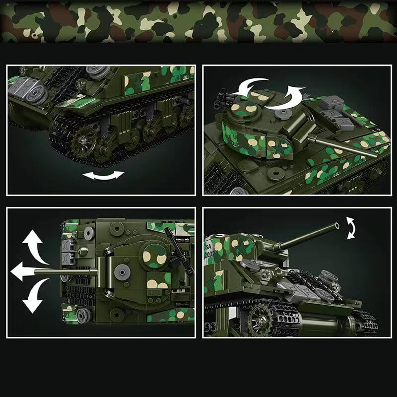 Mould King 20024 Sherman Tank RC Remote Control Military Model Building Blocks Toy - Perfect for WWII Enthusiasts, Collectors & STEM Education