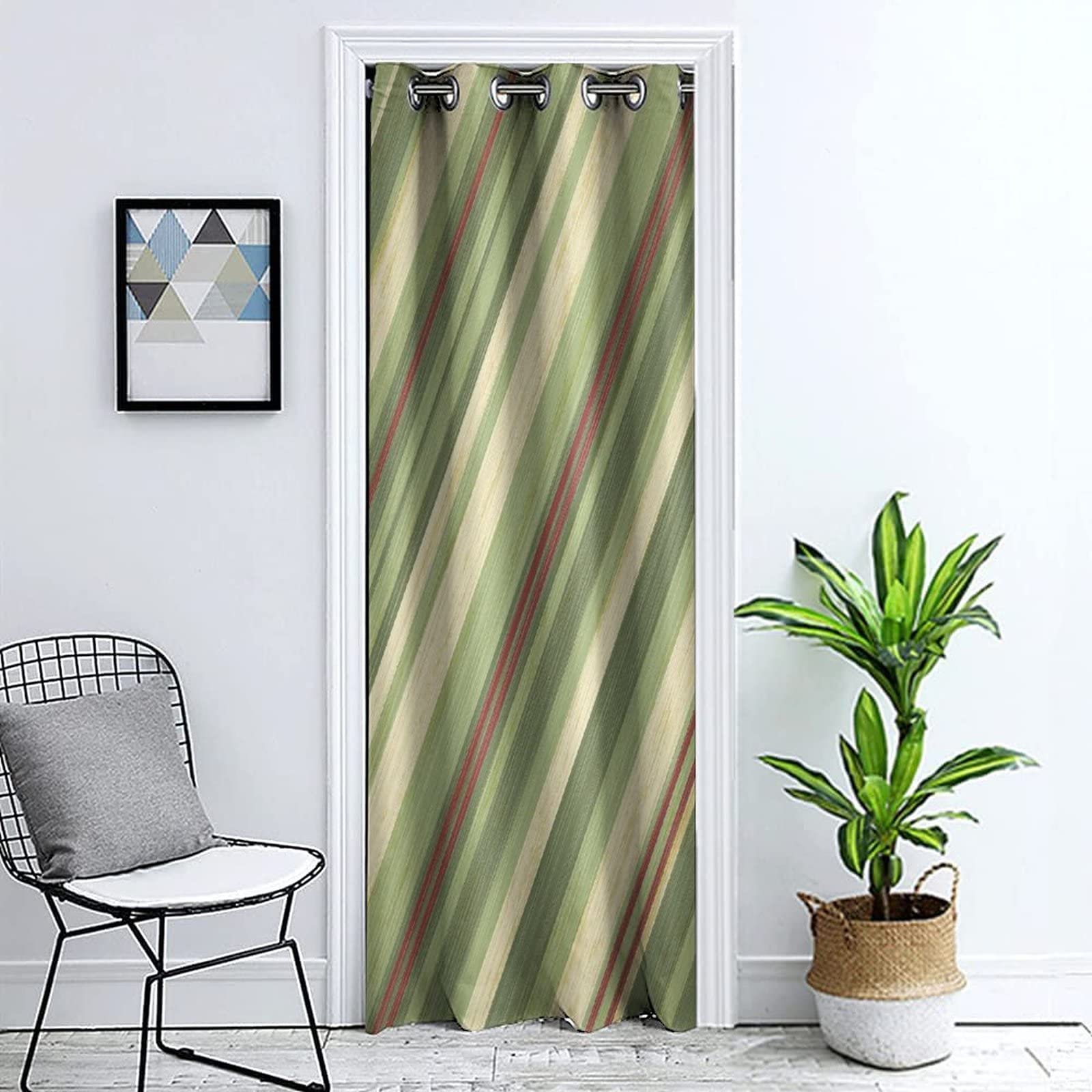 Vintage Striped Door Curtain with Grommet Top - 42x96 Inch Privacy Doorway Curtain, Abstract Grunge Print Window Panel for Bedroom, Living Room & Closet - Perfect for Home Decor and Room Dividers