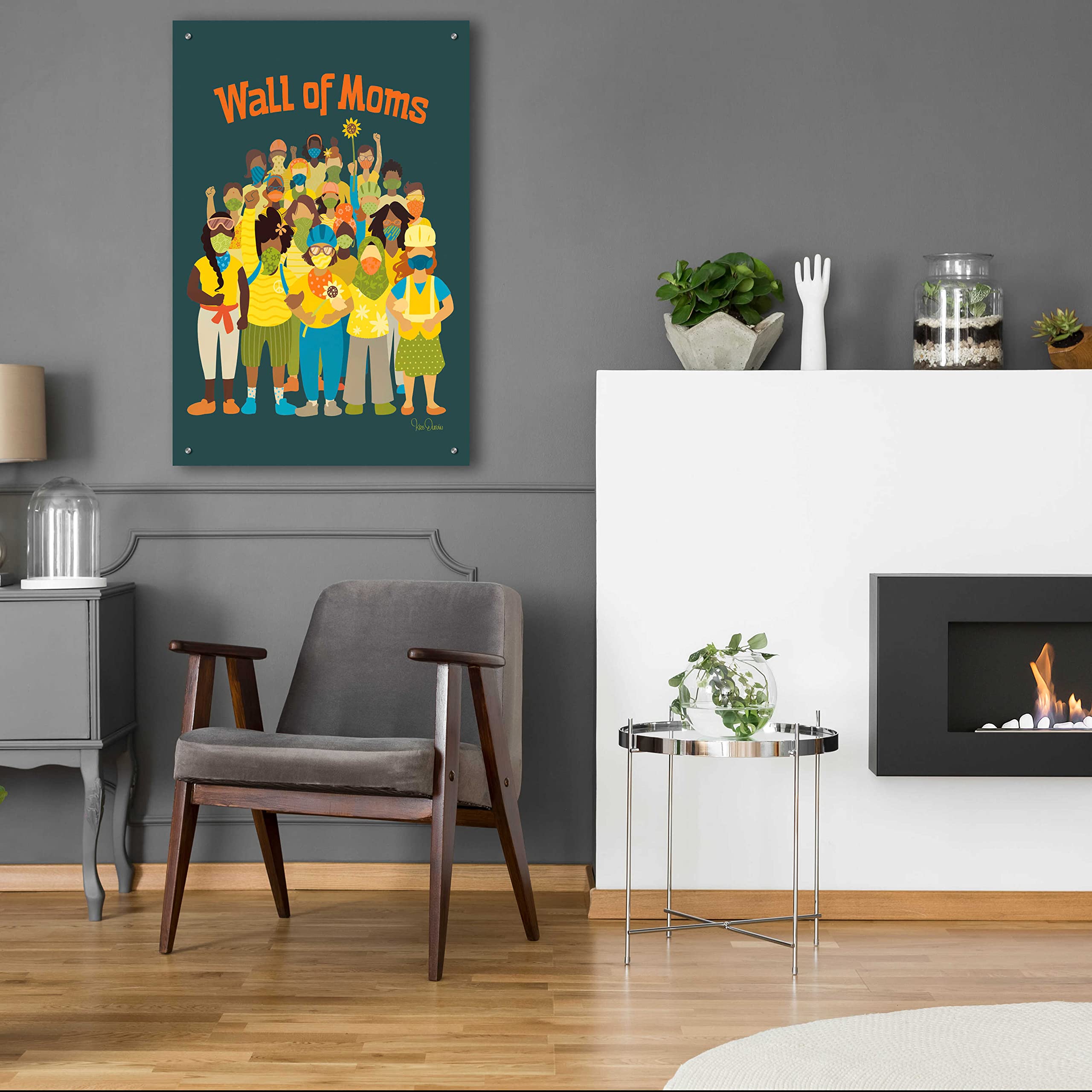 Epic 'Wall of Moms' Acrylic Glass Wall Art by Kris Duran - 24x36 Inch Modern Home Decor for Living Room, Bedroom & Office