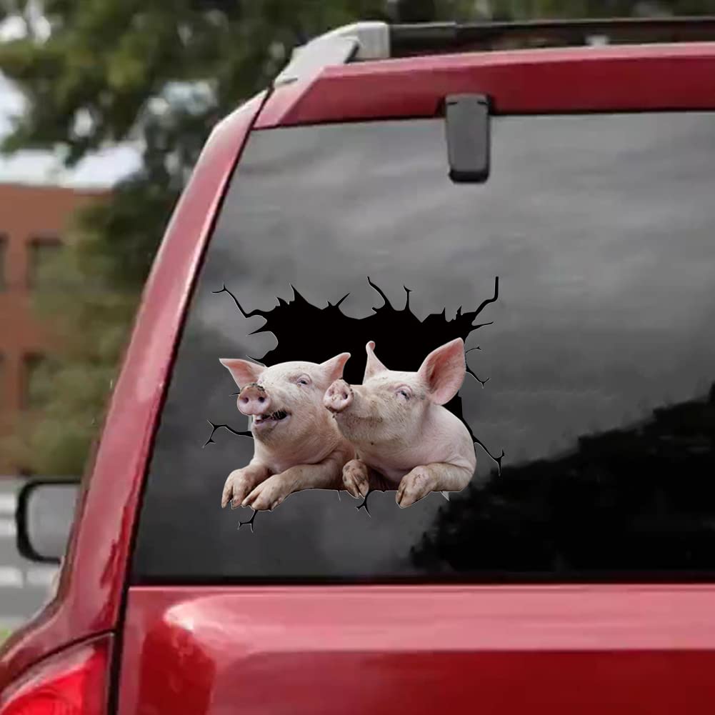 Eforcase 4-Piece 3D Animal Crack Car Stickers - Funny Pigling Vinyl Window Decals, Transparent Car Clings for Vehicles | Perfect for Car Windows, Trucks, SUVs & Personalizing Your Ride