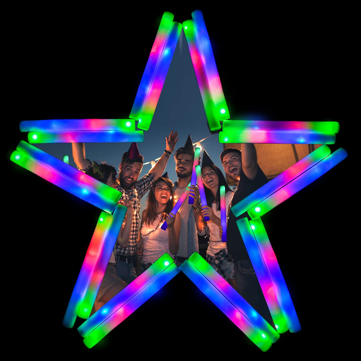 100 Pcs Bulk Glow Sticks - Bright Glow in the Dark Party Supplies for Halloween, Weddings, Raves & Concerts | Safe Foam Glow Sticks for Night Parties, Festivals, Camping & Outdoor Events