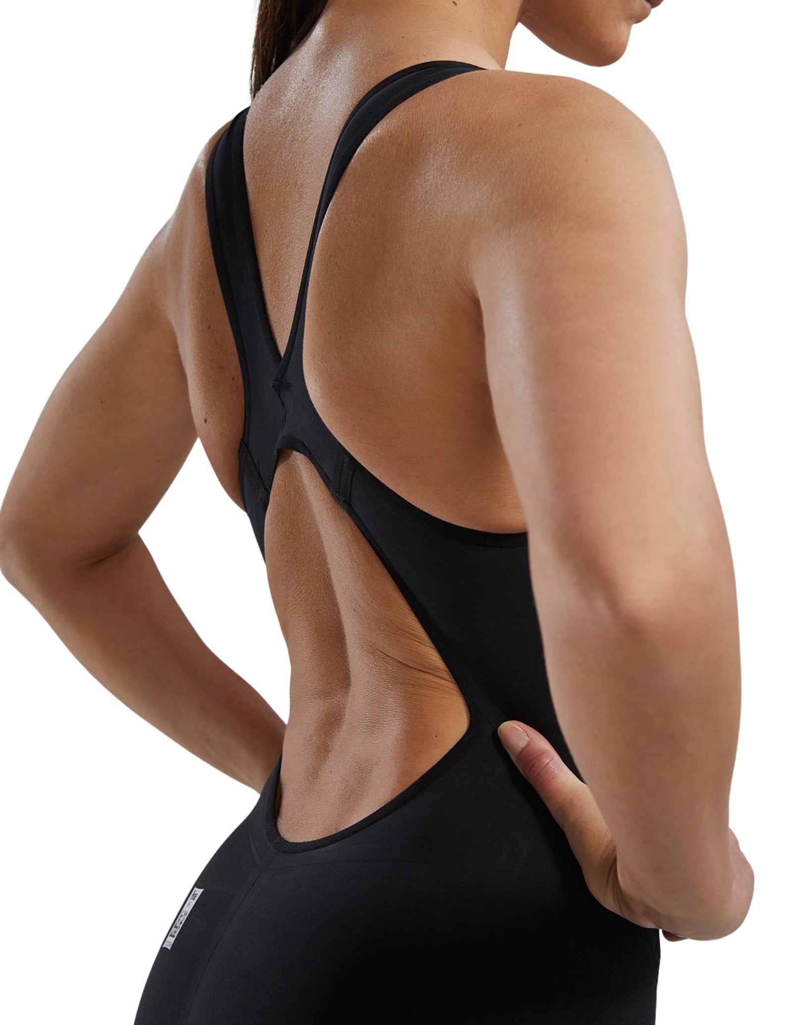 Venzo Open Back Kneeskin - Onyx Black | High-Performance Swimwear for Competitive Swimming & Training