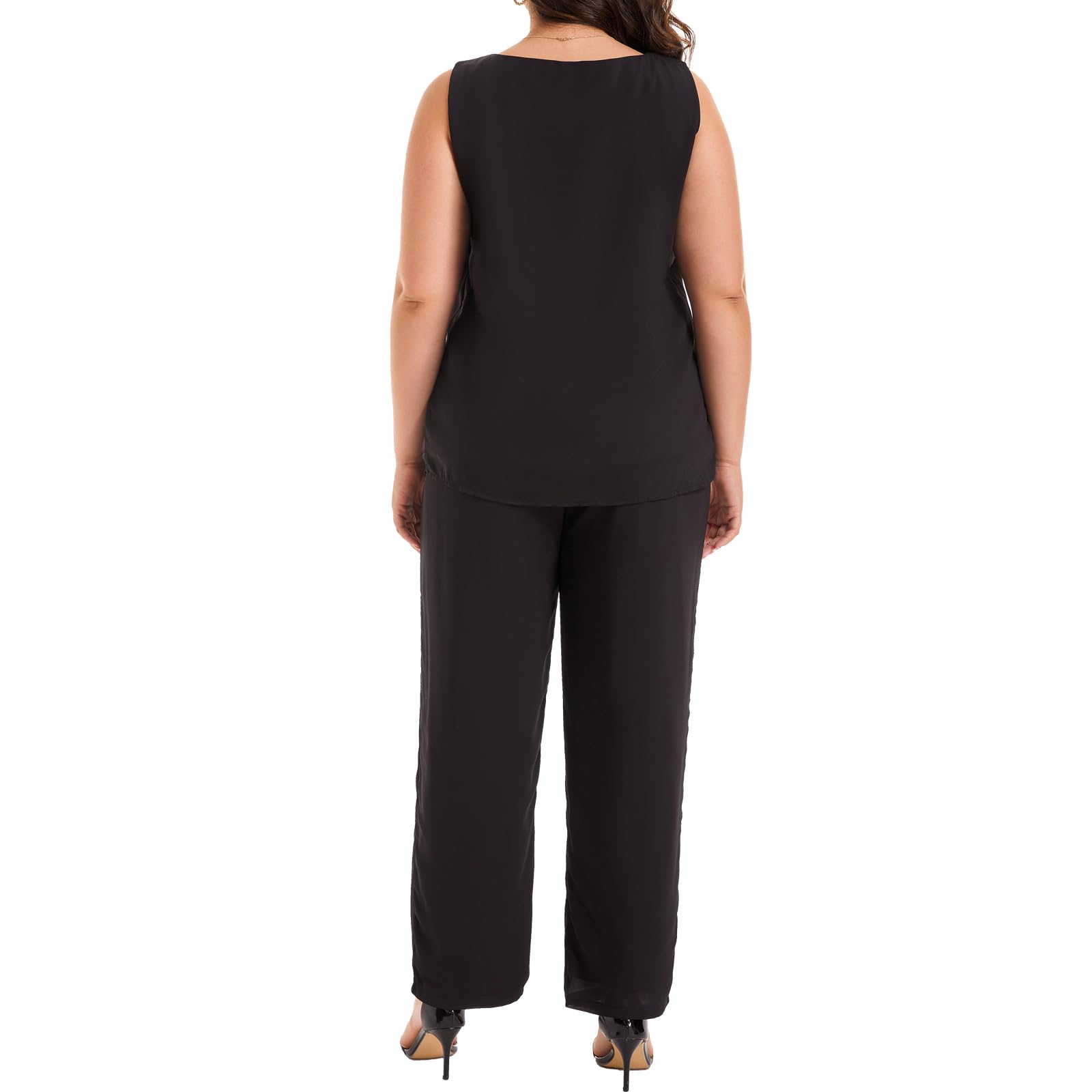 Plus Size Women's 3-Piece Wedding Pant Suit Set for Mother of The Bride/Groom - Formal Evening Party Outfit for Weddings, Receptions & Special Occasions