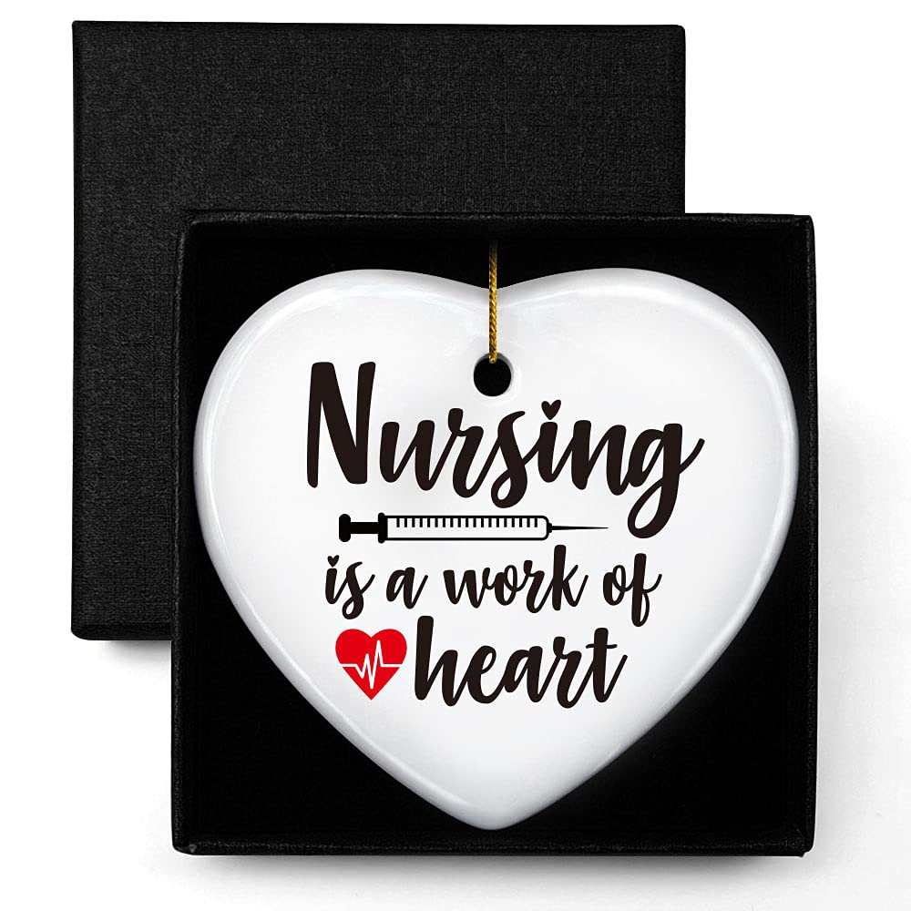Nurse Appreciation Gifts - Heart Shaped Plaque with 'Nursing is A Work of Heart' Engraving - Thank You Gift for Nurses, Nursing Graduation, Birthday & Christmas - Perfect for Home, Office Decor or Nurse's Week Celebration