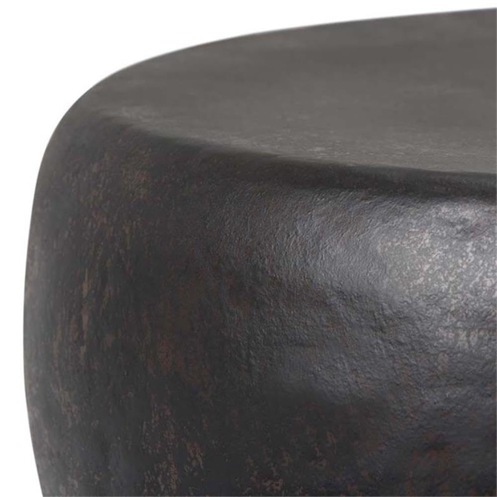 Small Boho End Table - Round Modern Accent Table for Living Room & Bedroom | Space-Saving Metal Nightstand | Rustic Circle Telephone Table for Sofa Side & Office | Dark Gray | Perfect for Small Spaces, Apartments & Cozy Corners