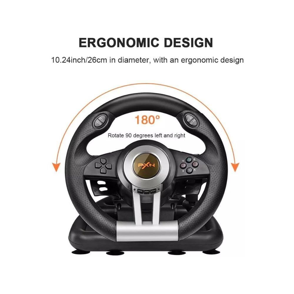 PXN V3 Racing Wheel - Universal Gaming Steering Wheel for PC, PS3, PS4, Xbox One & Nintendo Switch - Perfect for Racing Simulators & Gaming Setups