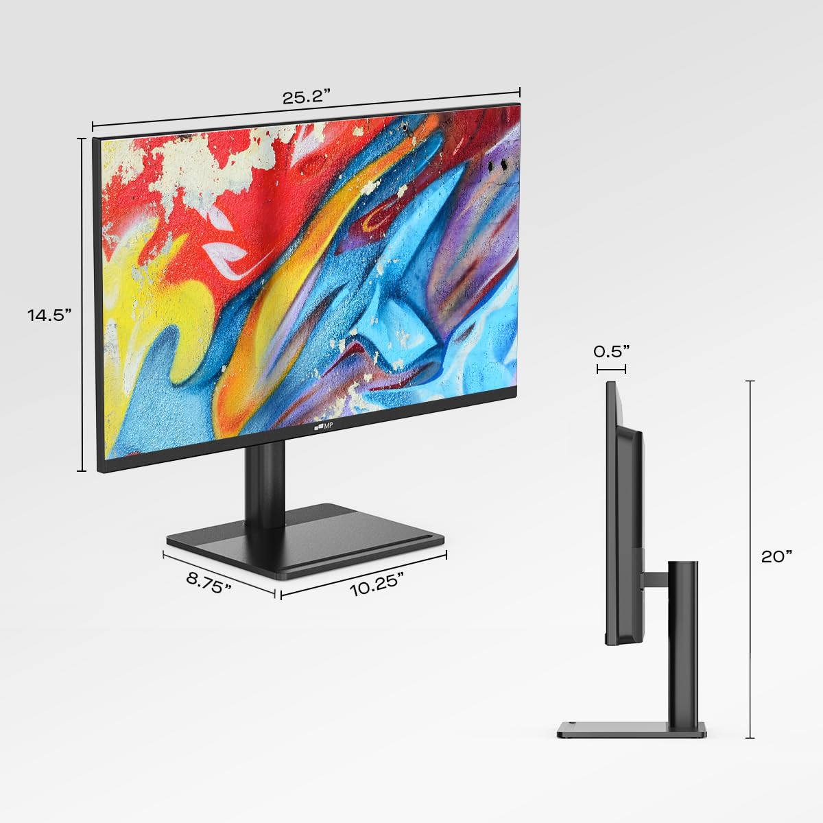 28 Inch UHD 4K Computer Monitor - MP New Mobile Pixels Flat Screen Gaming Monitor with 60Hz Refresh Rate, Tilt & Height Adjustment, Flicker-Free Technology, FPS/RTS Game Modes - VESA Wall Mount & Desktop Stand for Home Office, Gaming & Professional Workstations
